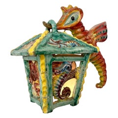 1940's Sea Life Italian Maiolica Illuminated Lantern