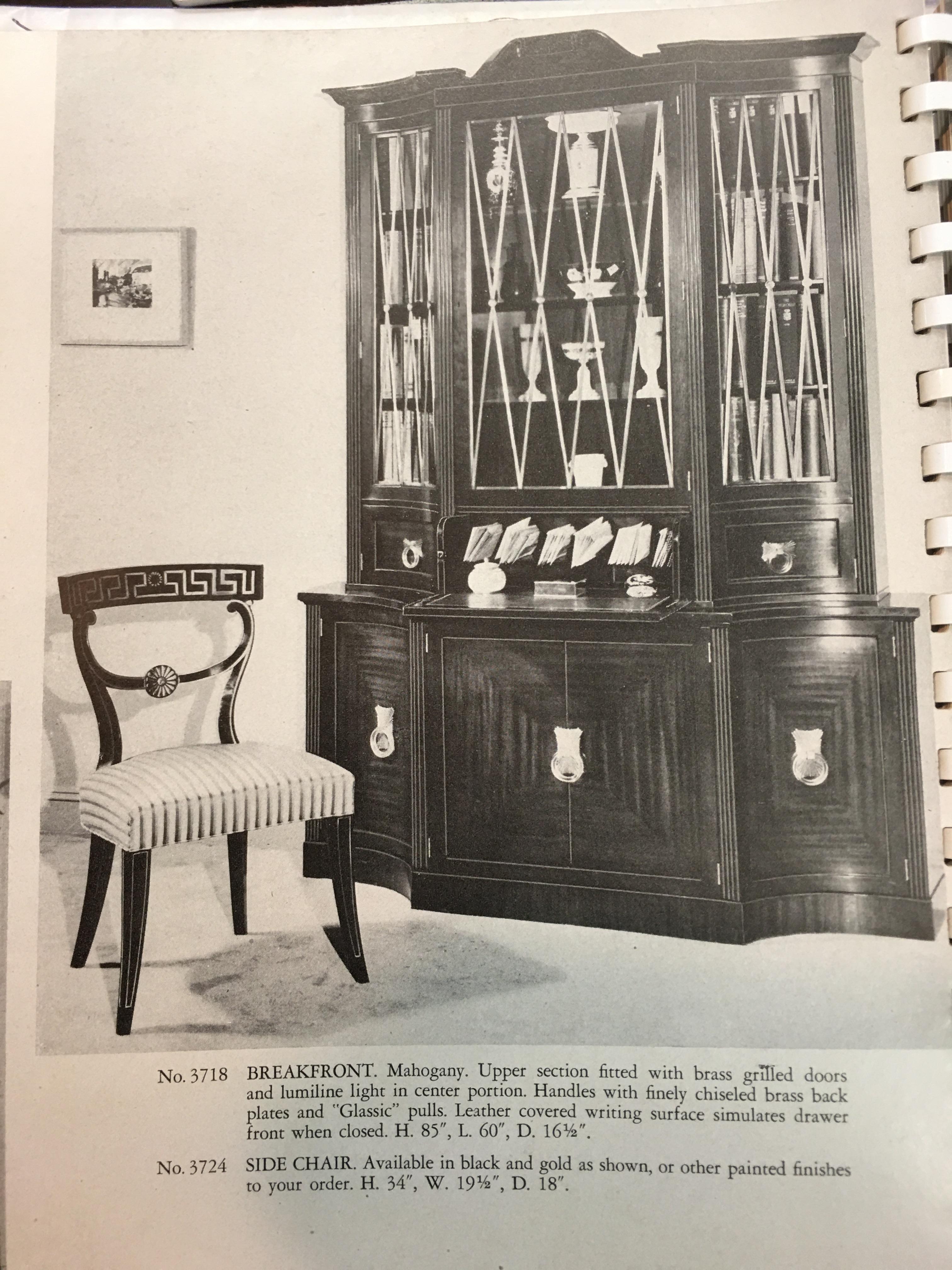 Lorin Jackson für Grosfeld House 1940er Jahre Schrank Bücherregal in Mahagoni mit ausziehbarem Sekretär mit Schreibfläche. Unverwechselbare Grosfeld 