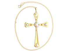 1940s Seed Pearl and Yellow Gold Cross Pendant