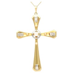1940er Jahre Saatperlen und Gelbgold Kreuz Anhänger