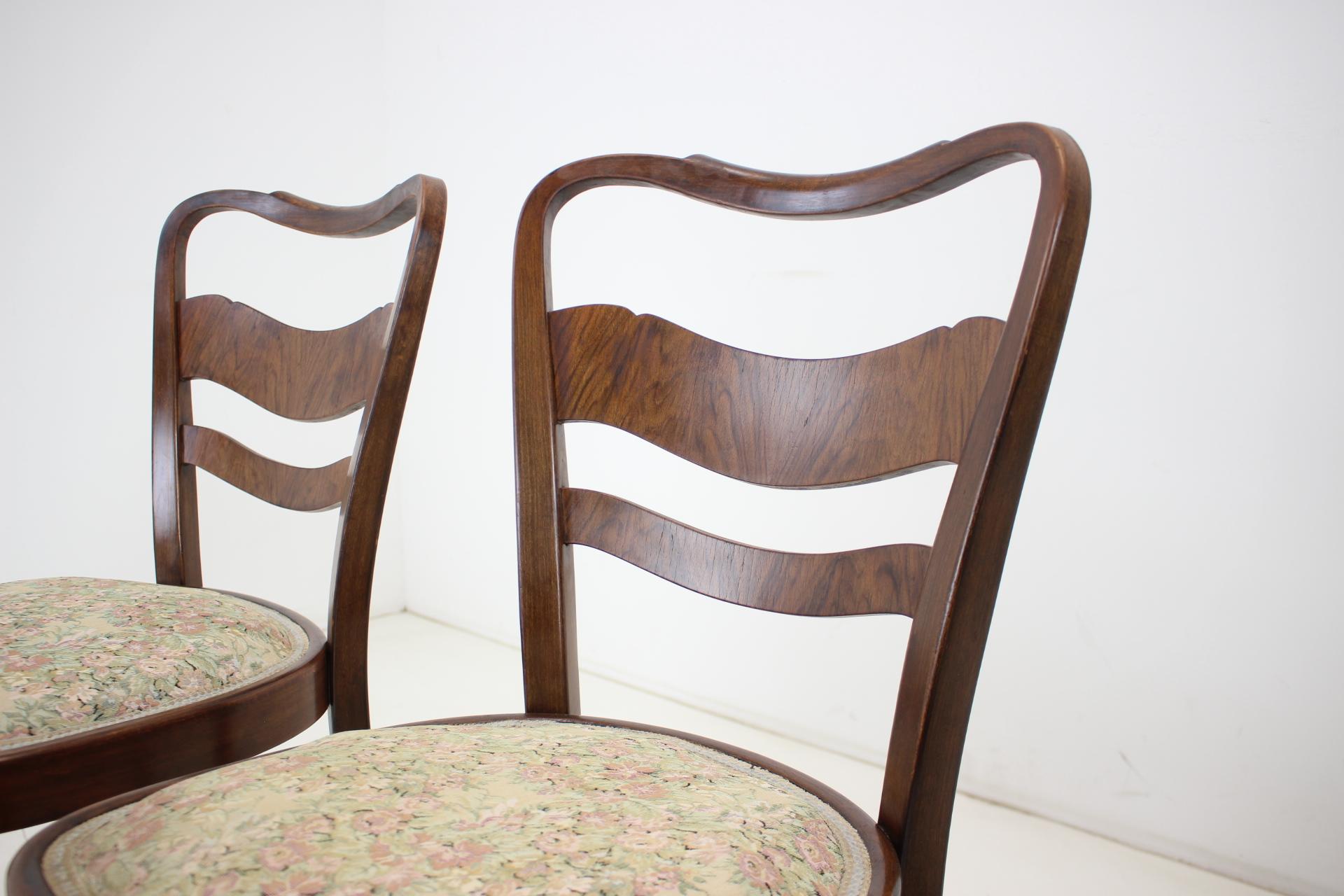 1940s Set of 4 Dining Chairs, Czechoslovakia For Sale 5