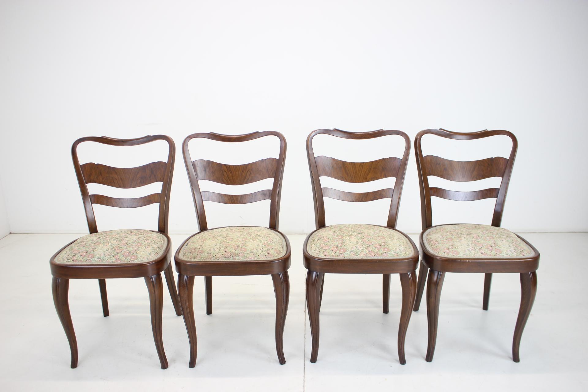1940s Set of 4 Dining Chairs, Czechoslovakia For Sale 1