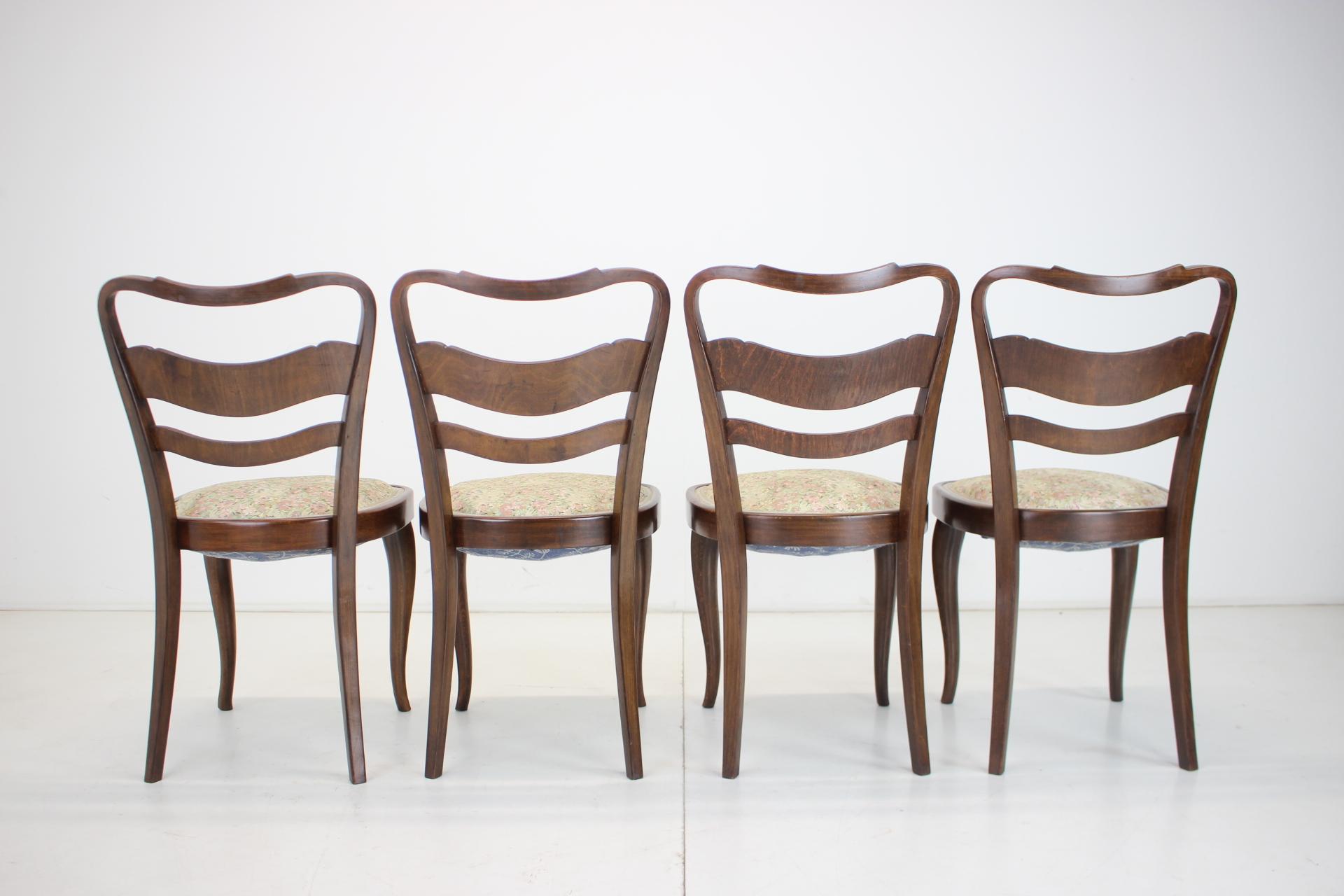 1940s Set of 4 Dining Chairs, Czechoslovakia For Sale 3