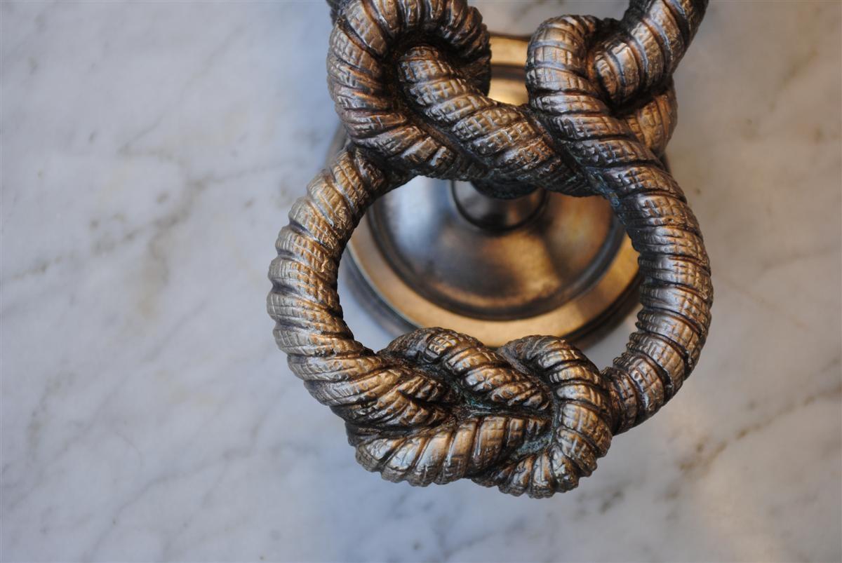 Metal 1940s Set of 4 Silver Plated Bronze Rope Wall Sconces For Sale
