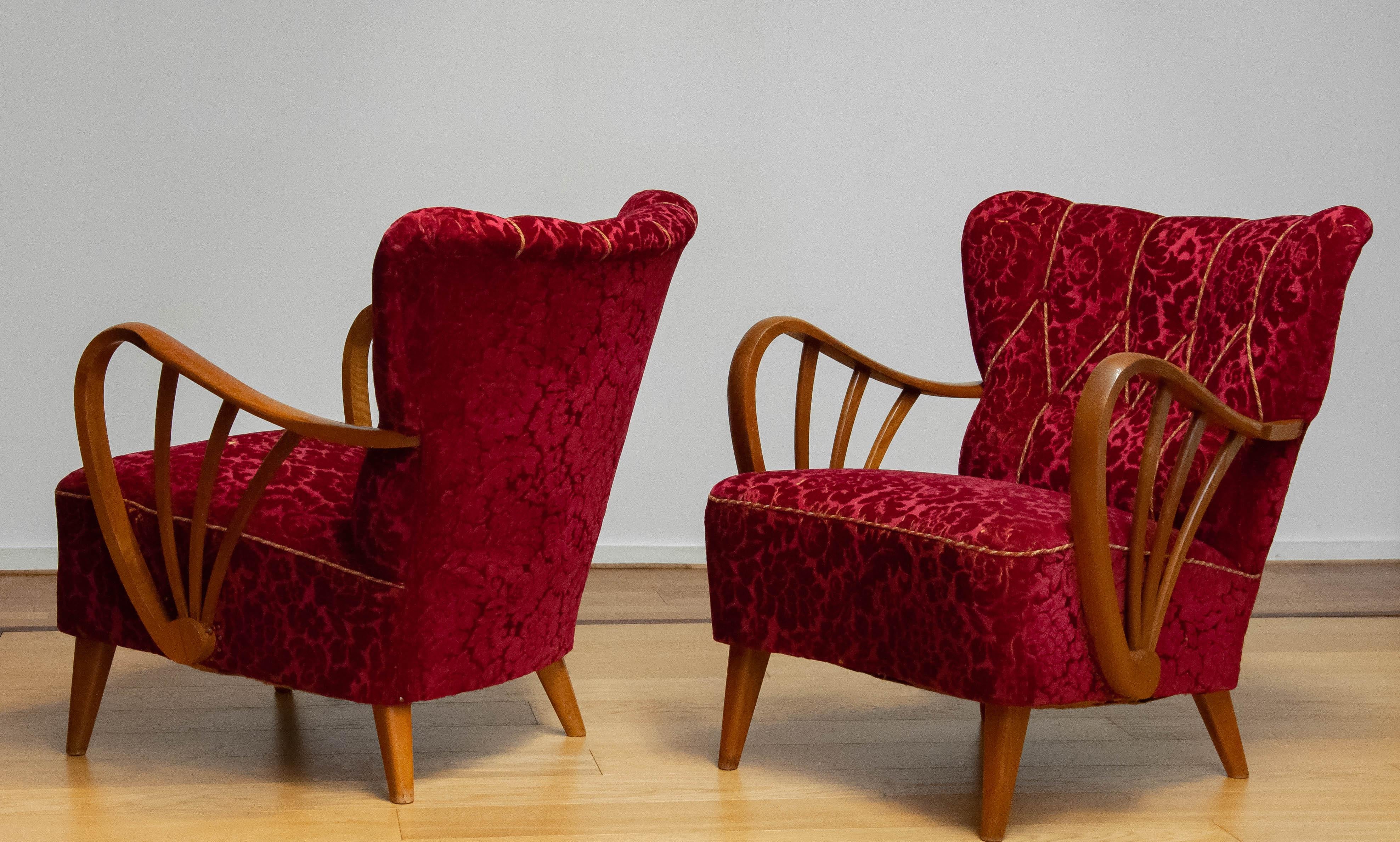 1940s, Set of Chairs by Sternells Virserum, Sweden In Good Condition For Sale In Silvolde, Gelderland