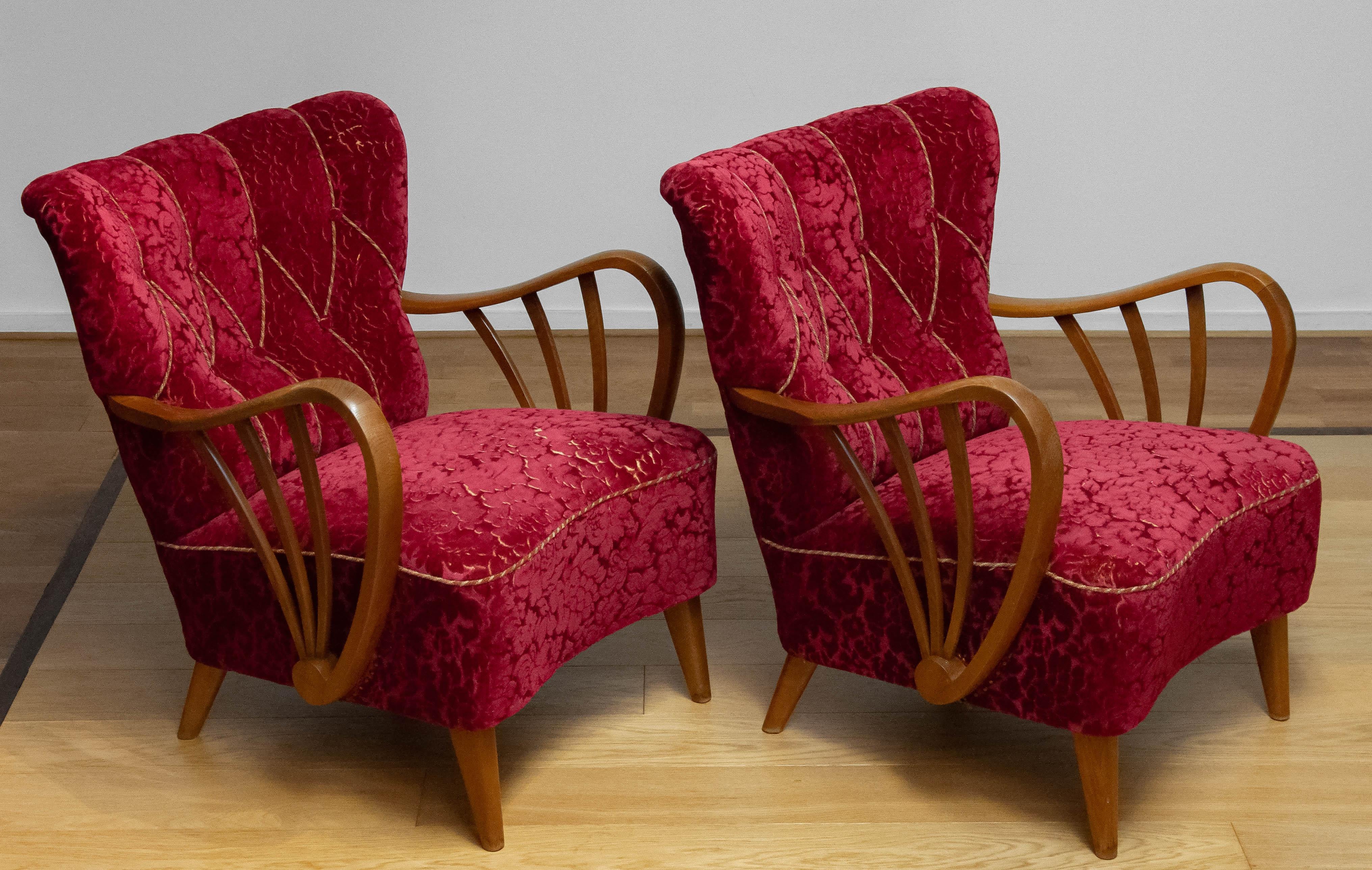 Beech 1940s, Set of Chairs by Sternells Virserum, Sweden For Sale