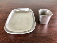 1940s Set of Danish Just Andersen Pewter Serving Platter and Bowl