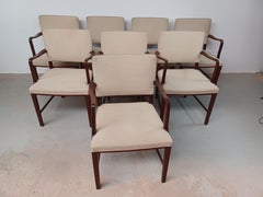 1940s Set of Eight Danish Armchairs in Stained Beech