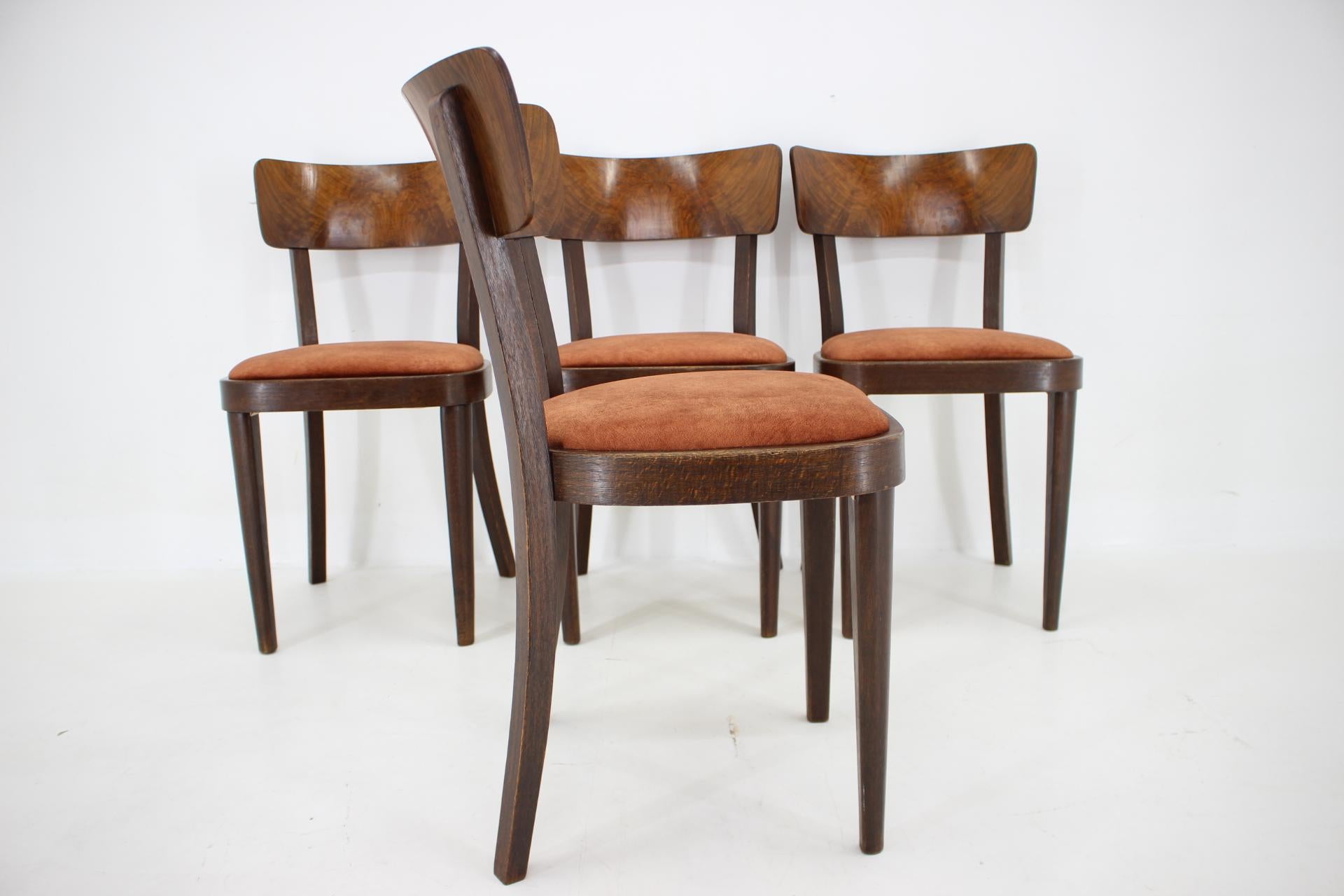 1940s Set of Four Dining Chairs, Czechoslovakia For Sale 3