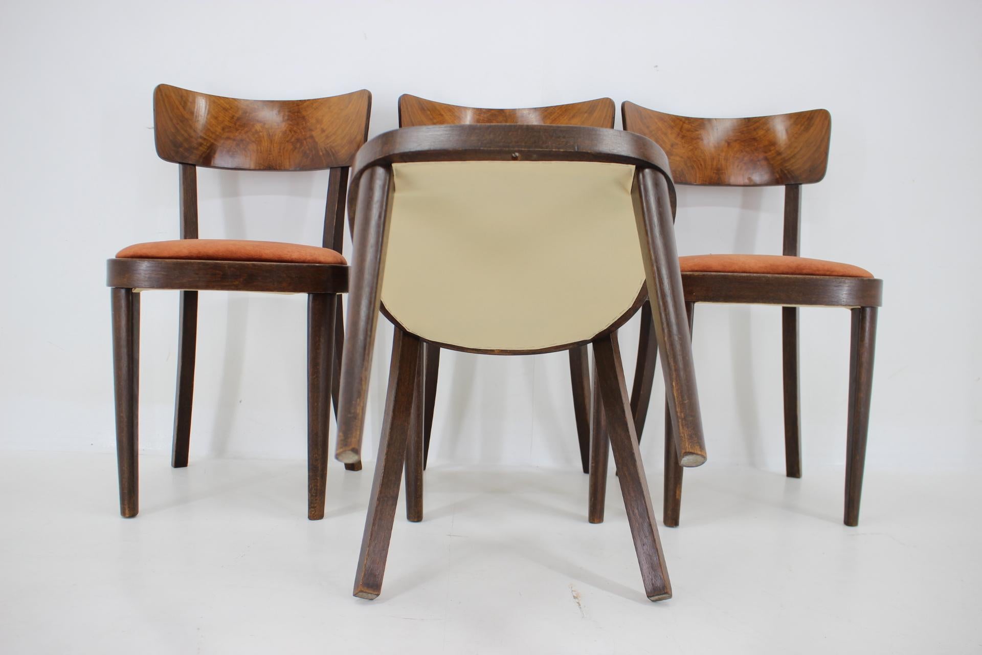 1940s Set of Four Dining Chairs, Czechoslovakia For Sale 5