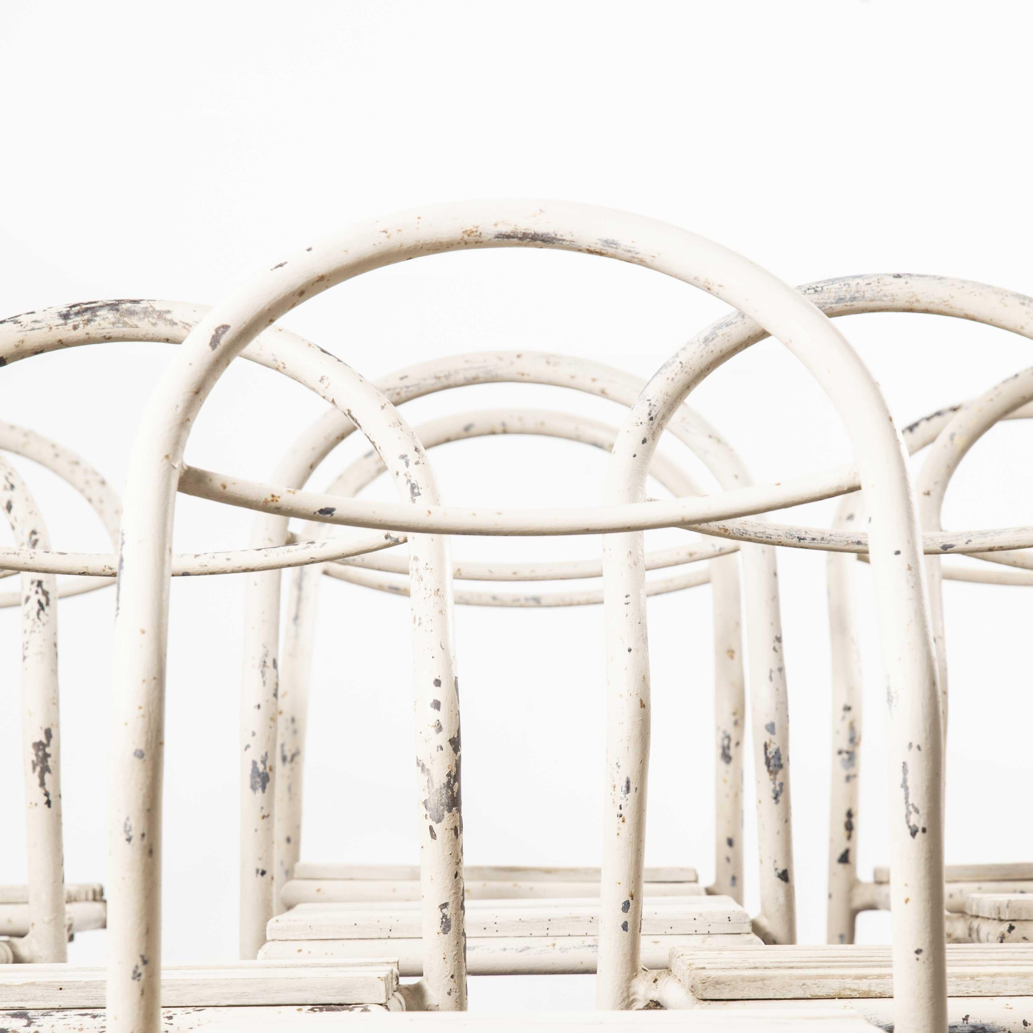 French 1940s Set of Nine Rene Herbst Tubular Metal Garden Chairs