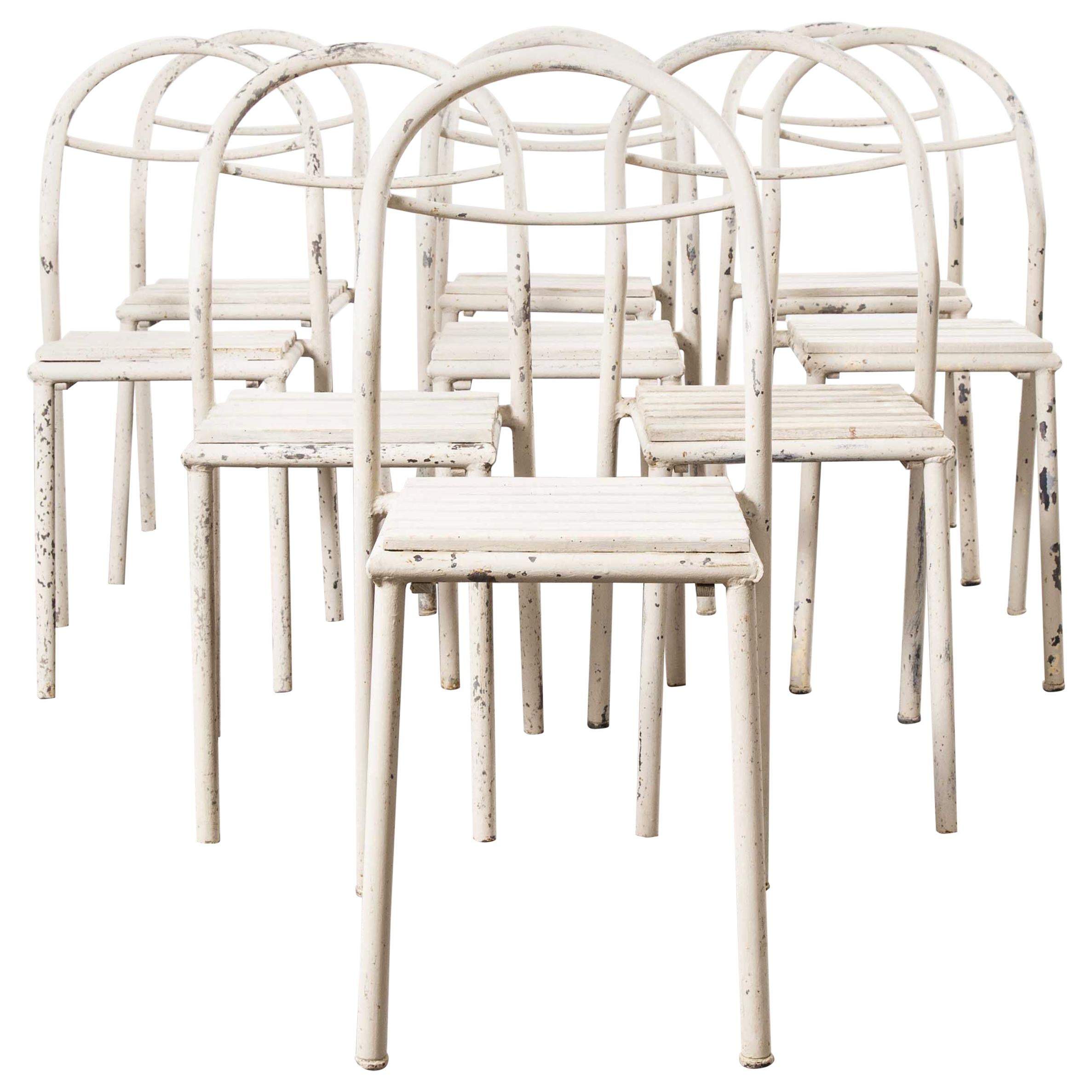 1940s Set of Nine Rene Herbst Tubular Metal Garden Chairs