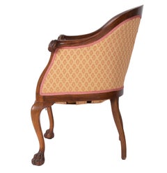 1940s Set of Three English Oak Wood Armchairs with Claw Legs