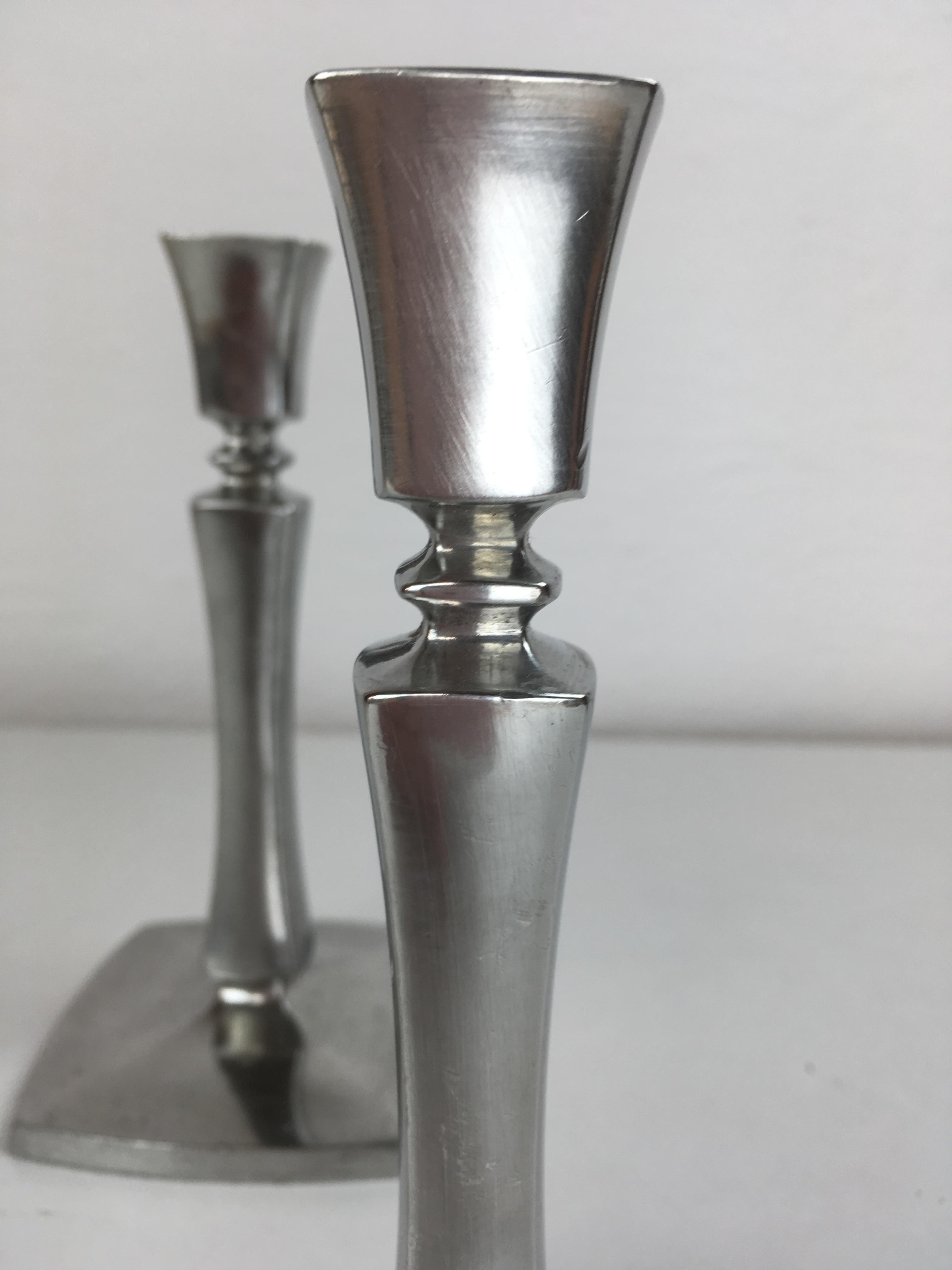 Mid-20th Century 1940's Set of Two Danish Just Andersen Pewter candle Holders by Just Andersen For Sale
