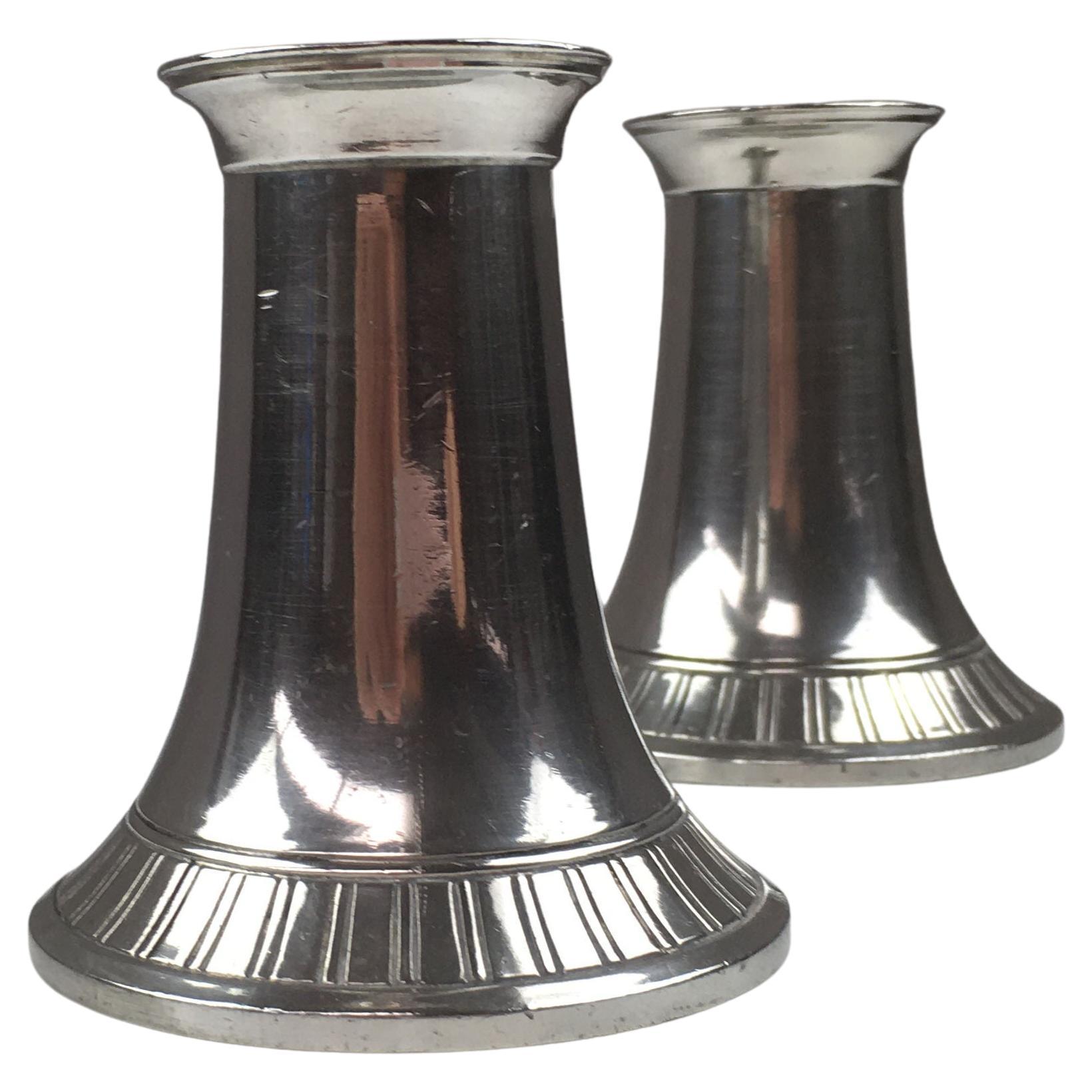 1940s Set of Two Danish Just Andersen Pewter Candlesticks For Sale