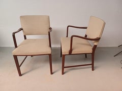 1940s Set of Two Danish Mid-Century Armchairs in Stained Beech