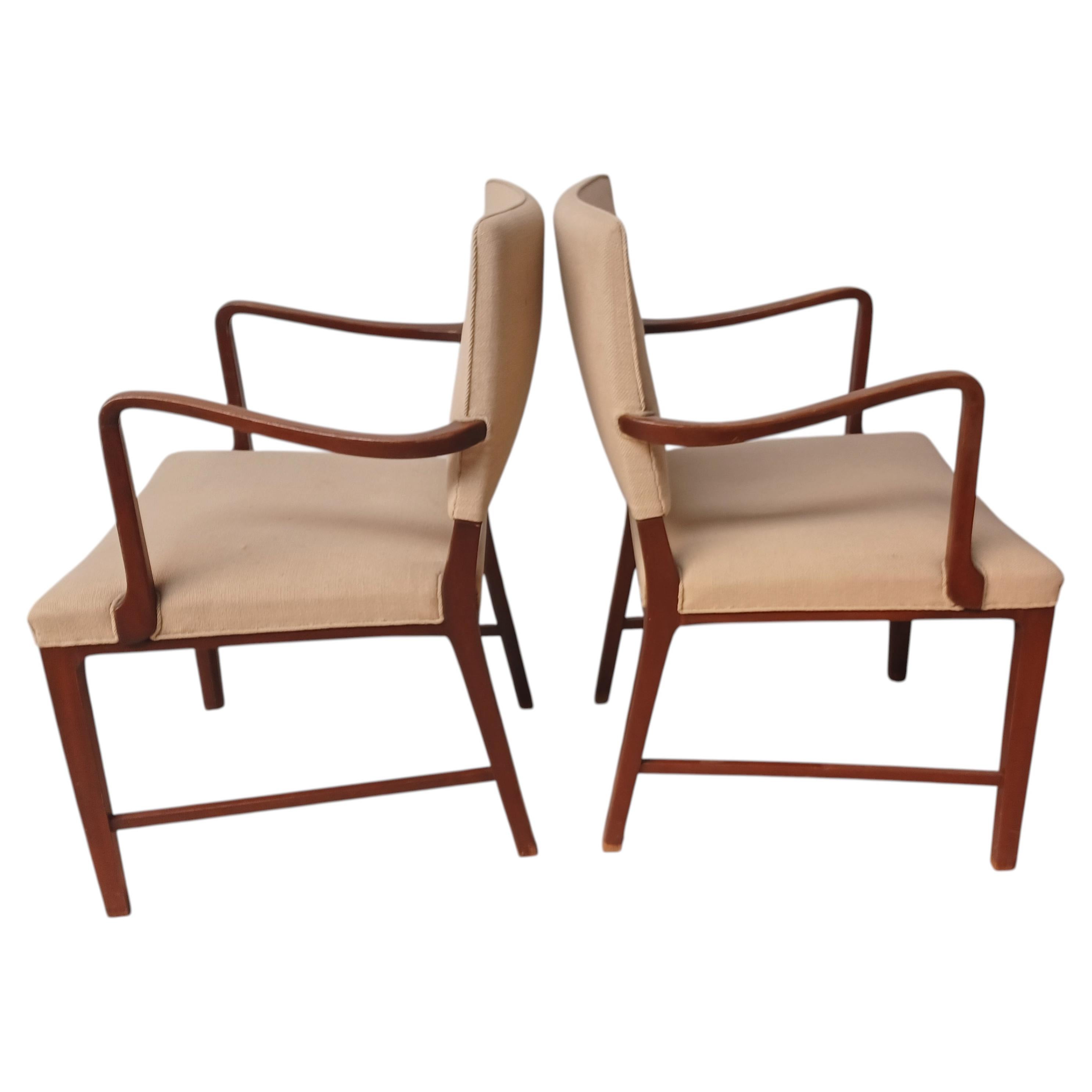 1940s Set of Two Danish Mid-Century Armchairs in Stained Beech