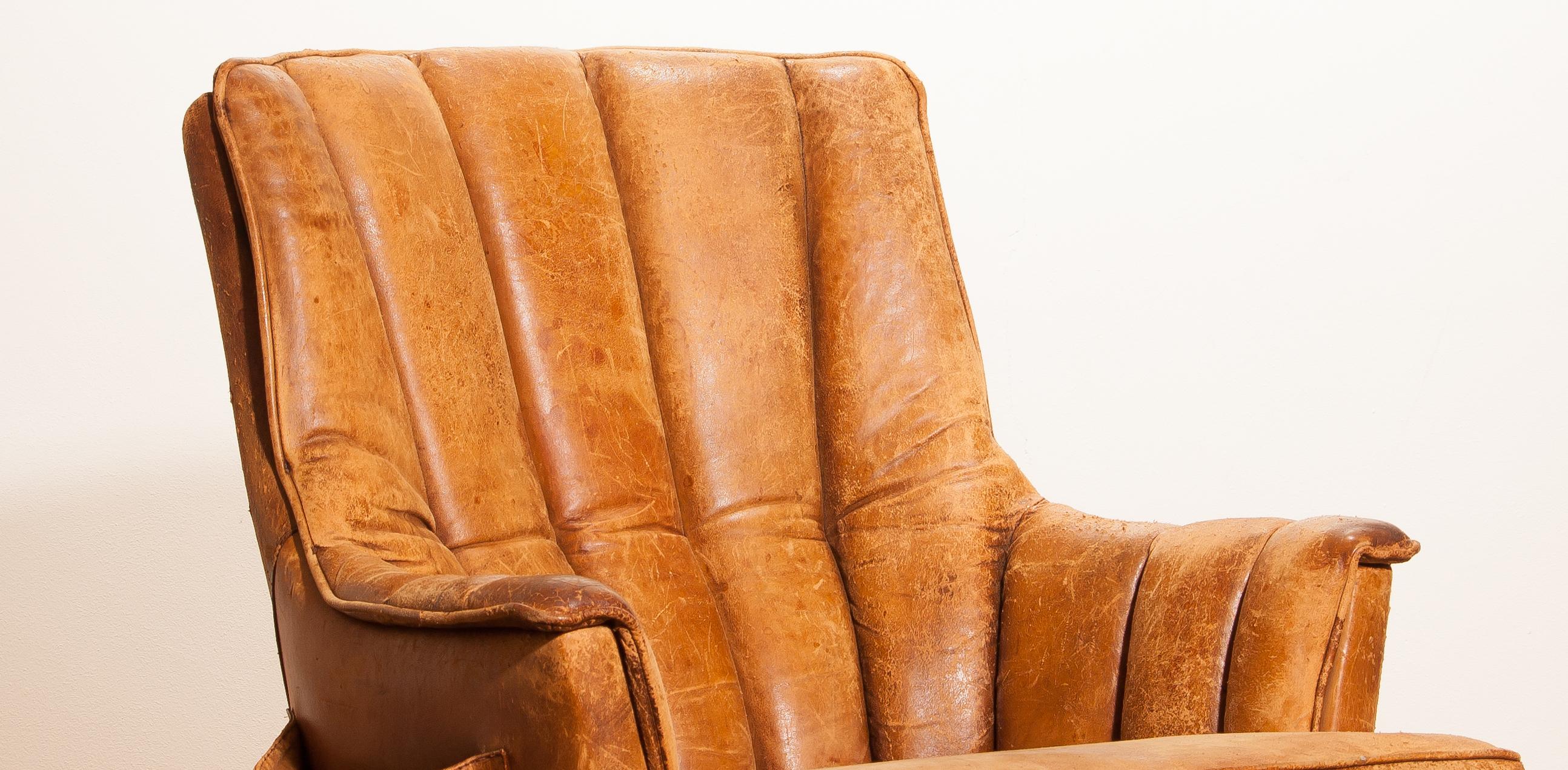 1940s, Sheep Leather Club Lounge Armchair, France 2