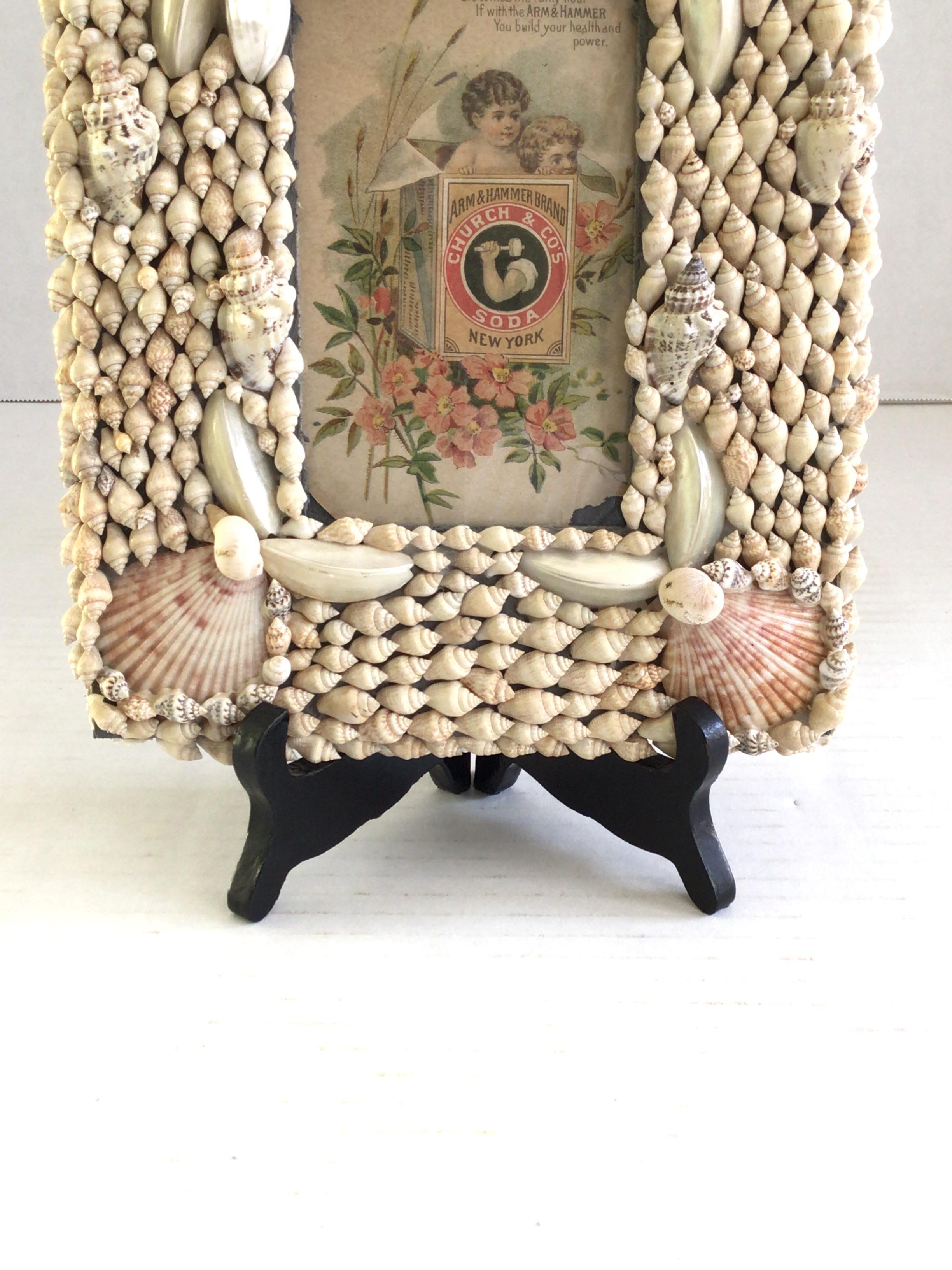 Mid-20th Century 1940s Shell Picture Frame (with glass) For Sale