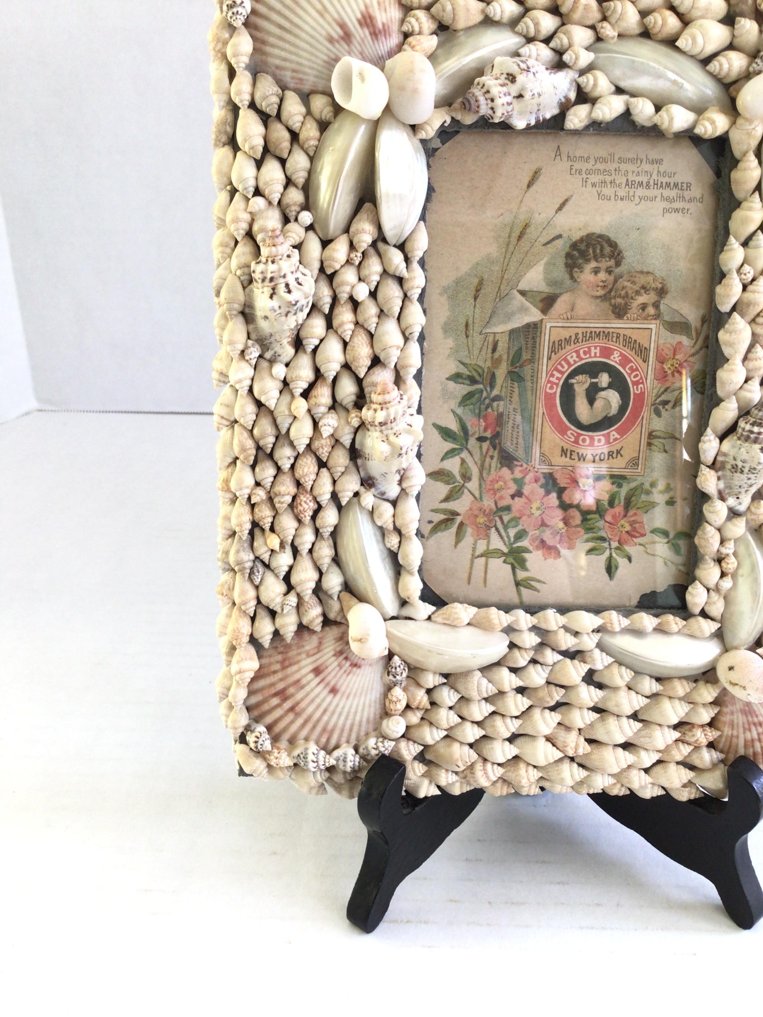 1940s Shell Picture Frame (with glass) For Sale 2