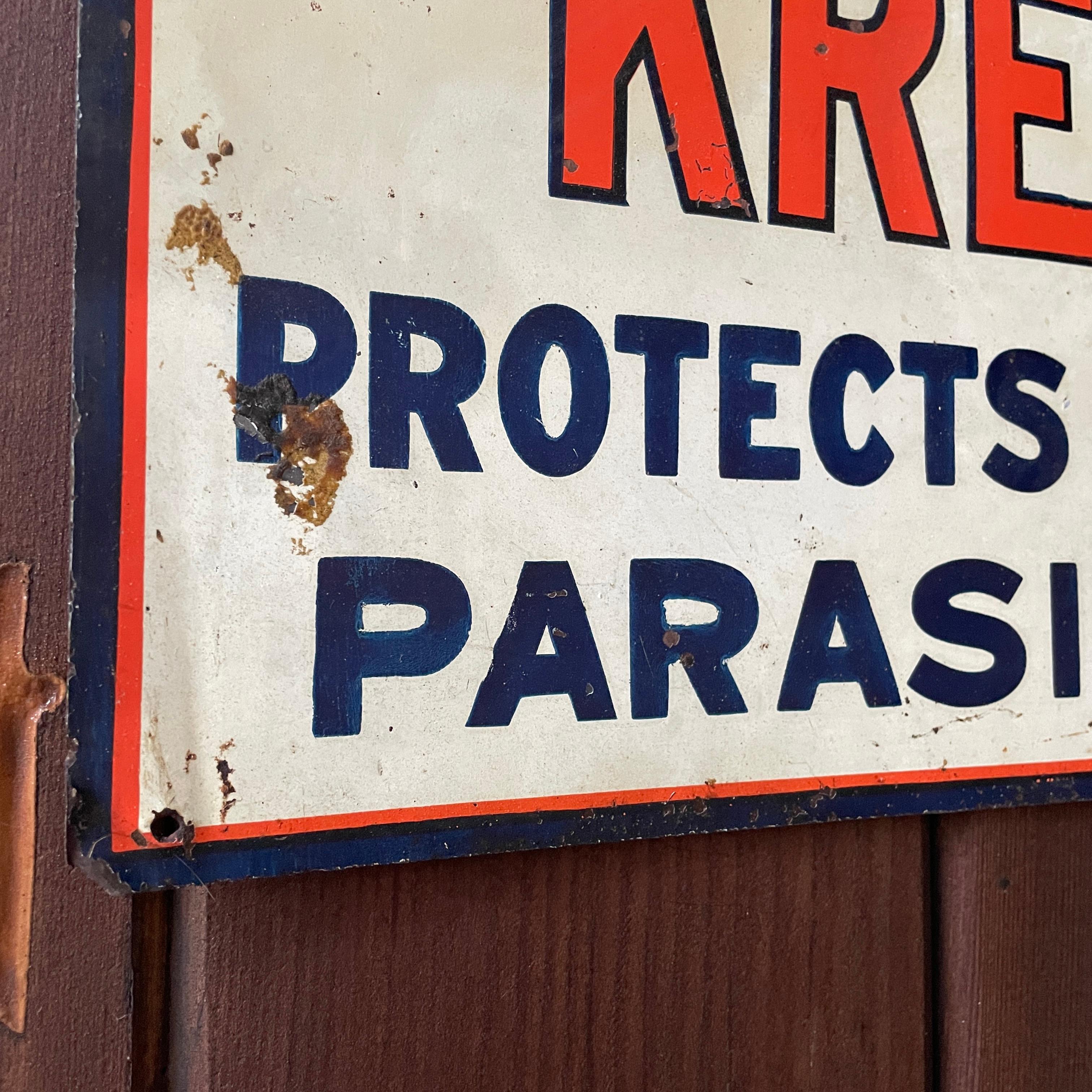 1940s Shelton Pharmacy Nebraska Painted Tin Sign Kreso Dip No.1 Medicina d'epoca In condizioni buone in vendita a Hyattsville, MD