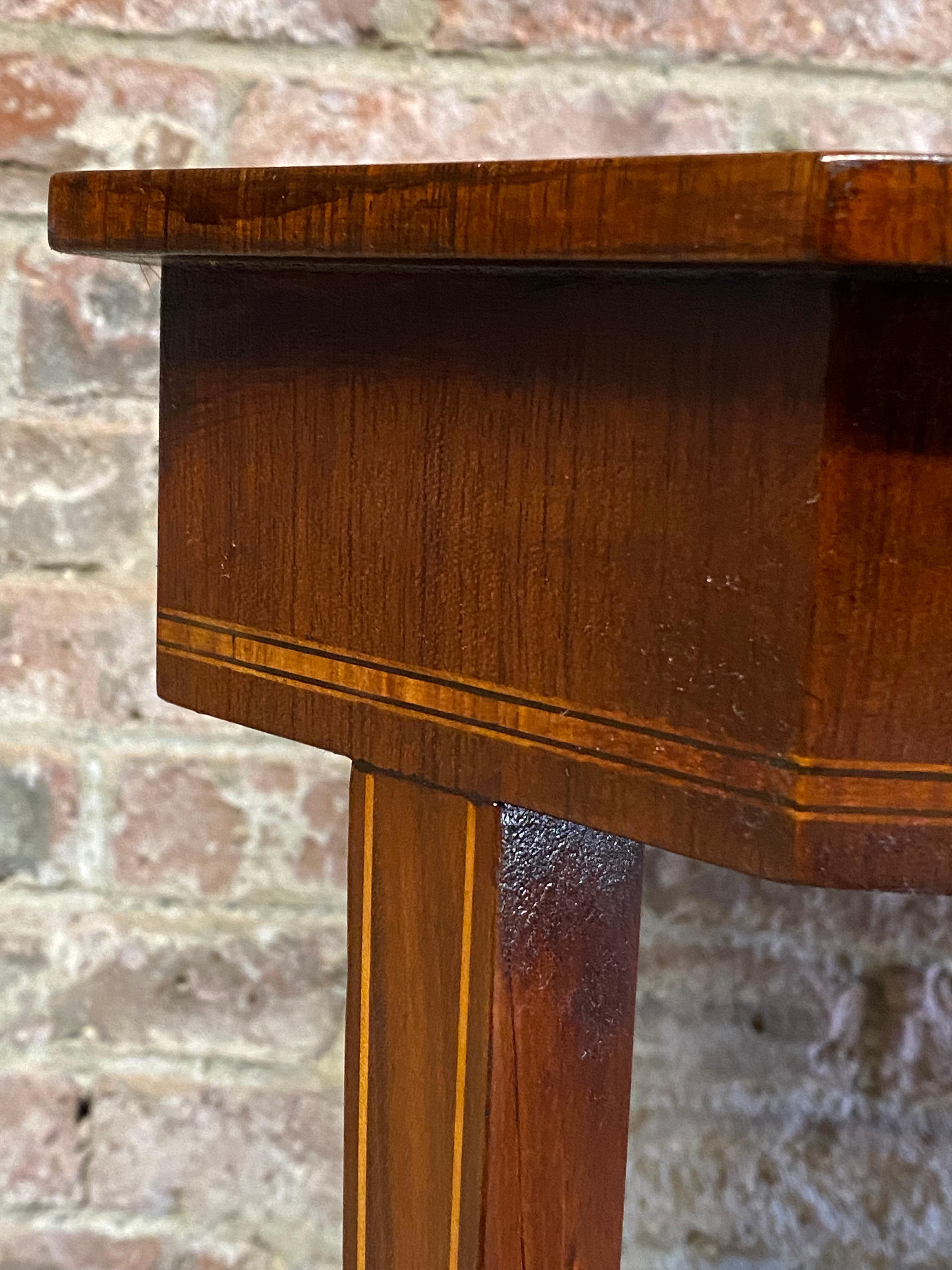 1940s Sheraton Style Mahogany Banded Inlaid Octagonal End Tables, A Pair 4