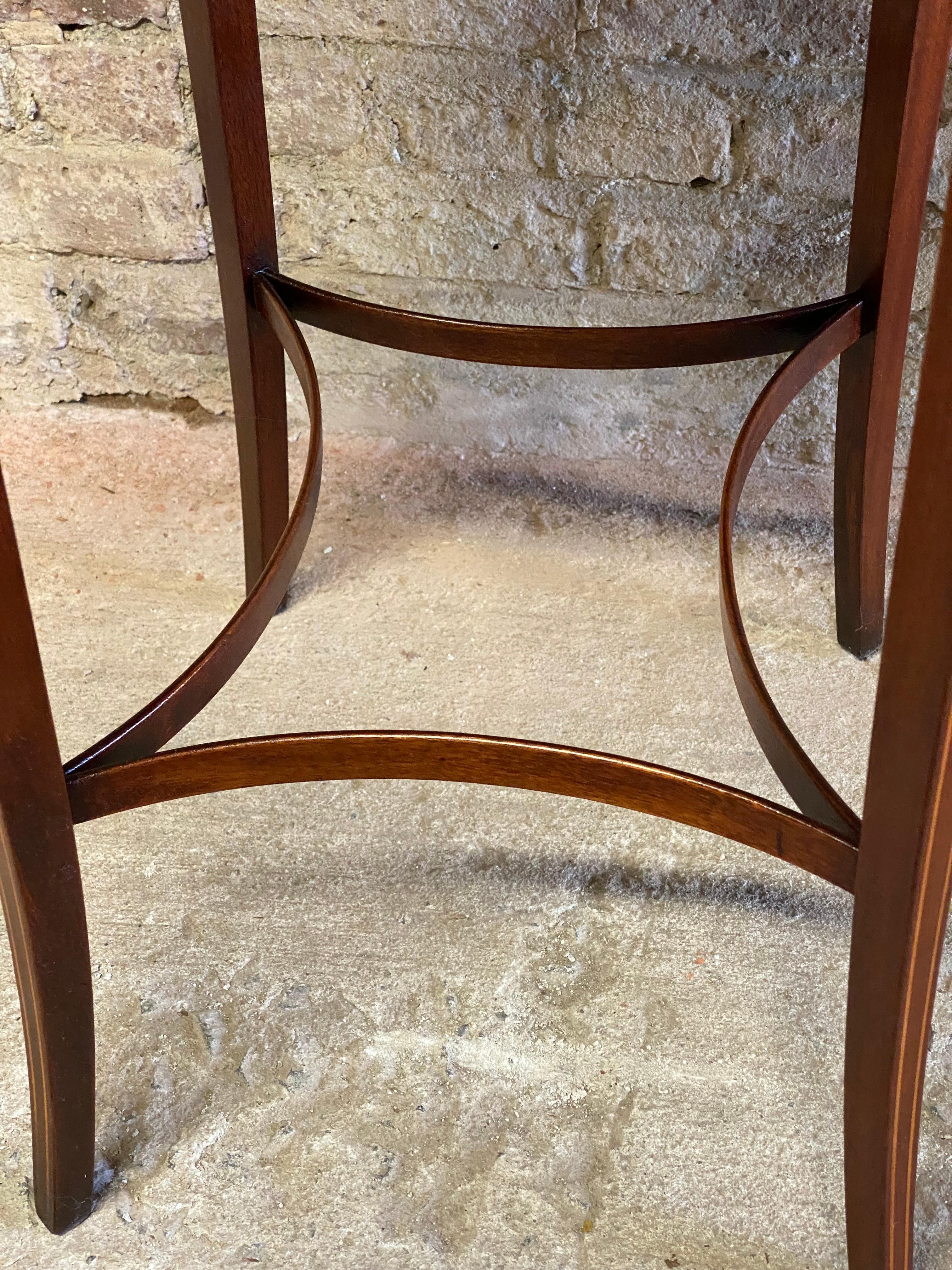 1940s Sheraton Style Mahogany Banded Inlaid Octagonal End Tables, A Pair 5