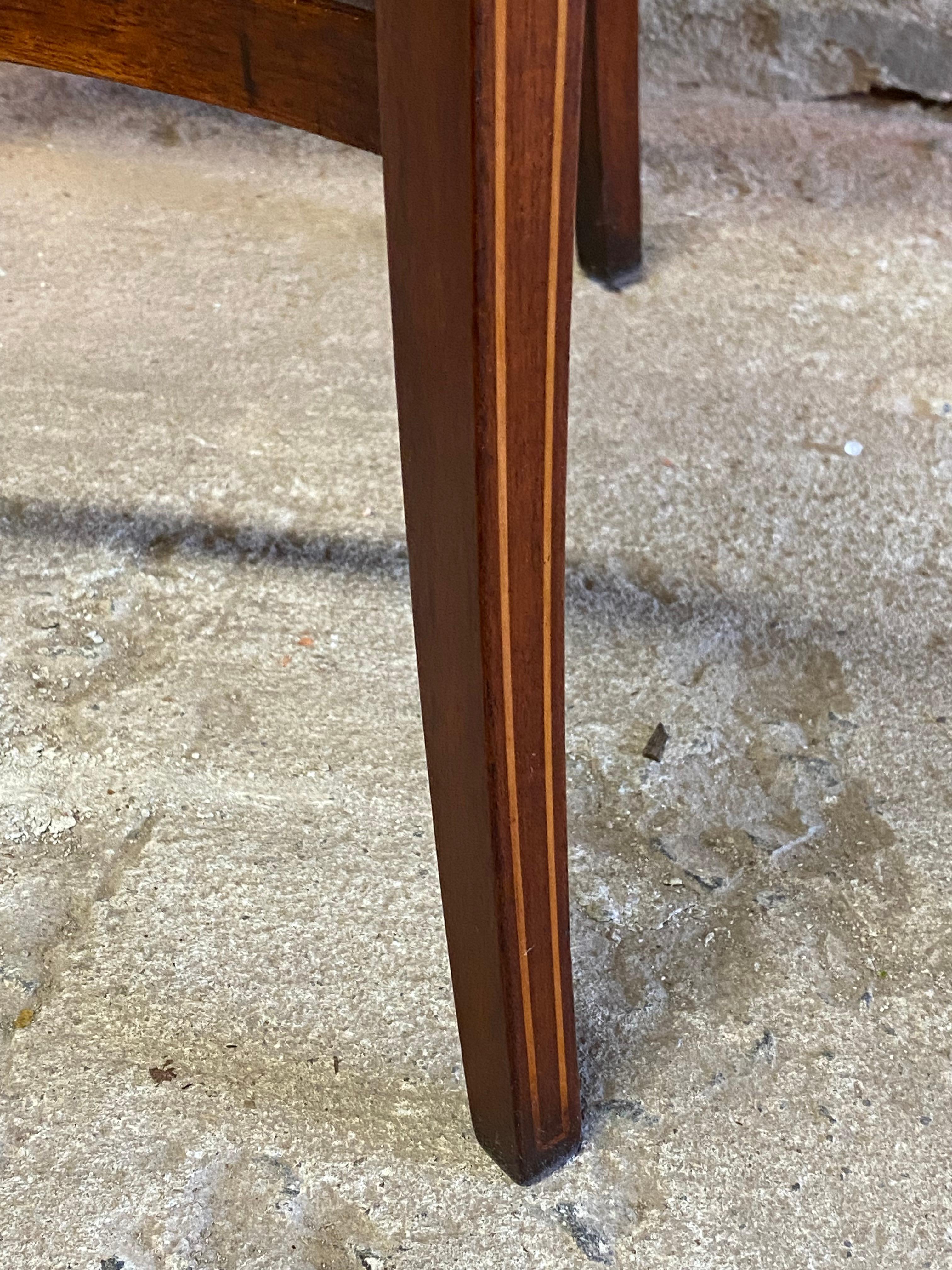 1940s Sheraton Style Mahogany Banded Inlaid Octagonal End Tables, A Pair 6