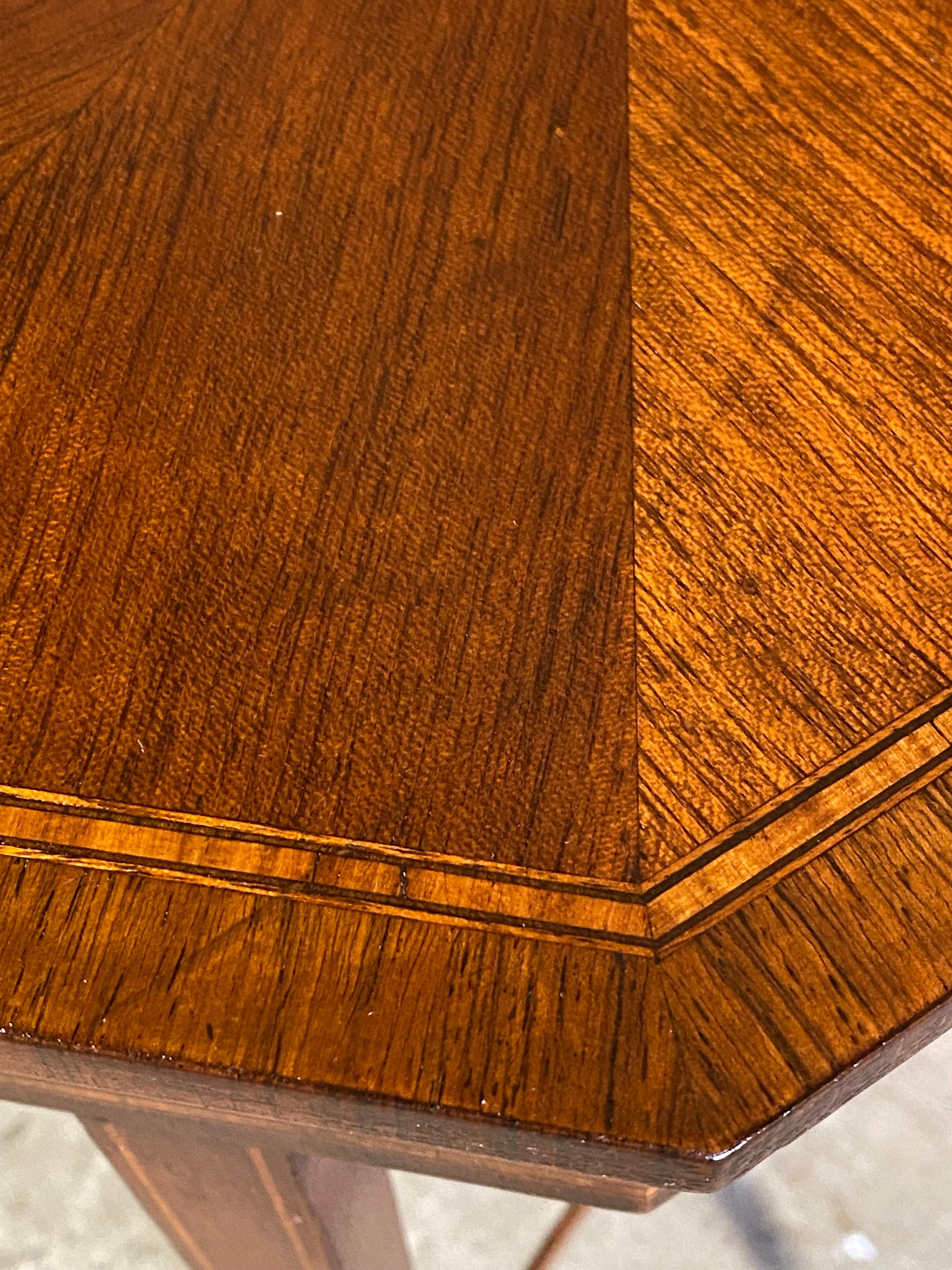 1940s Sheraton Style Mahogany Banded Inlaid Octagonal End Tables, A Pair 9