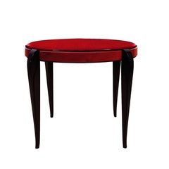 Mid-Century Modern Side Table with Thick Red-Pink Glass Paste, Walnut - France