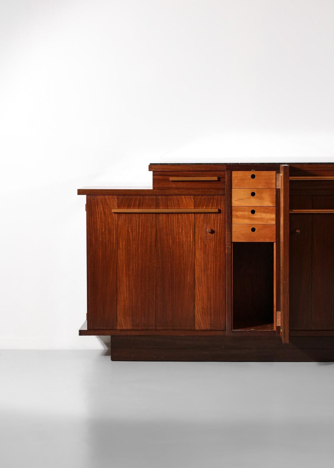 1940s Sideboard by André Sornay in Solid Wood and Copper 11