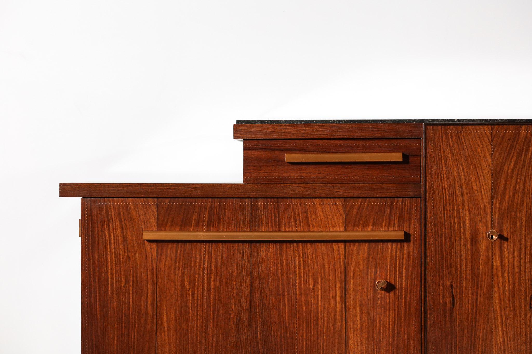 1940s Sideboard by André Sornay in Solid Wood and Copper 12