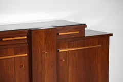 Sideboard von Andr Sornay aus Massivholz und Kupfer aus den 1940er Jahren