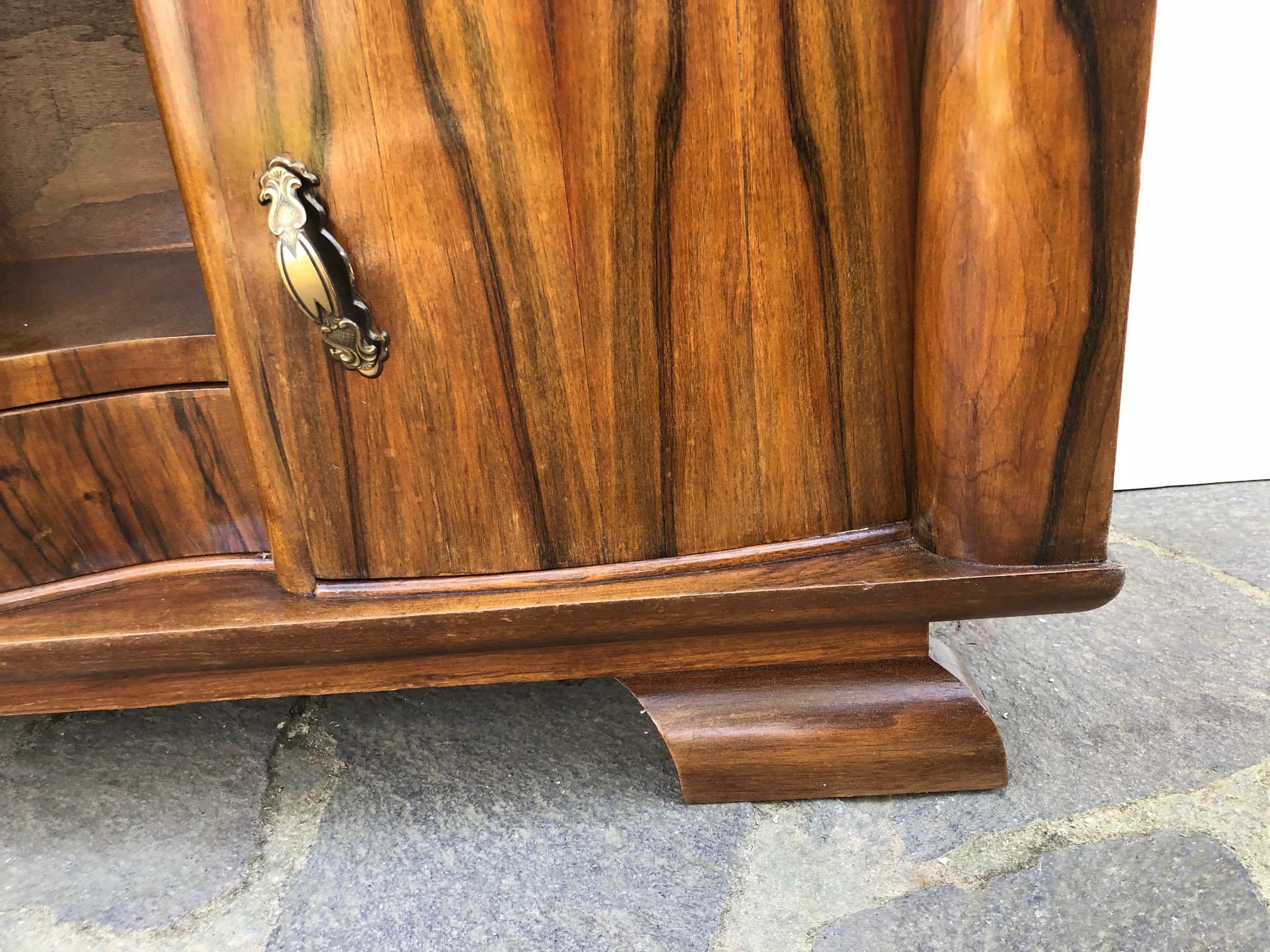 1940s Sideboard Rosewood Walnut Honeycomb Natural Color Italian Design Mirror For Sale 2