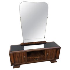 1940s Sideboard Rosewood Walnut Honeycomb Natural Color Italian Design Mirror