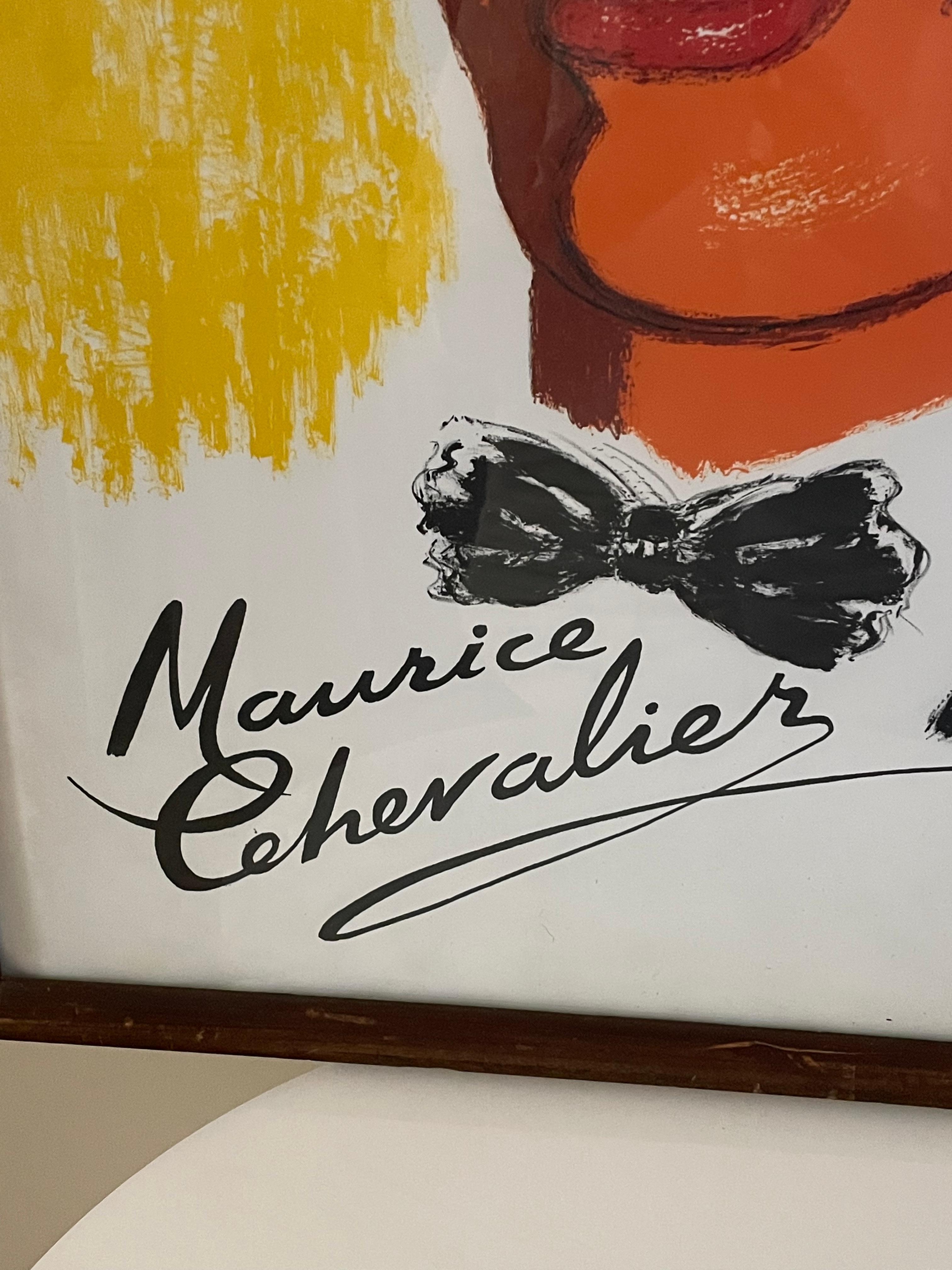Una litografia degli anni '40 del cantante e attore Maurice Chevalier. L'artista era Charles Kiffer. Kiffer iniziò a disegnare e dipingere caricature di attori mentre frequentava l'Ecole Nationale Superieure des Beaux-Artsin Parigi negli anni Venti.