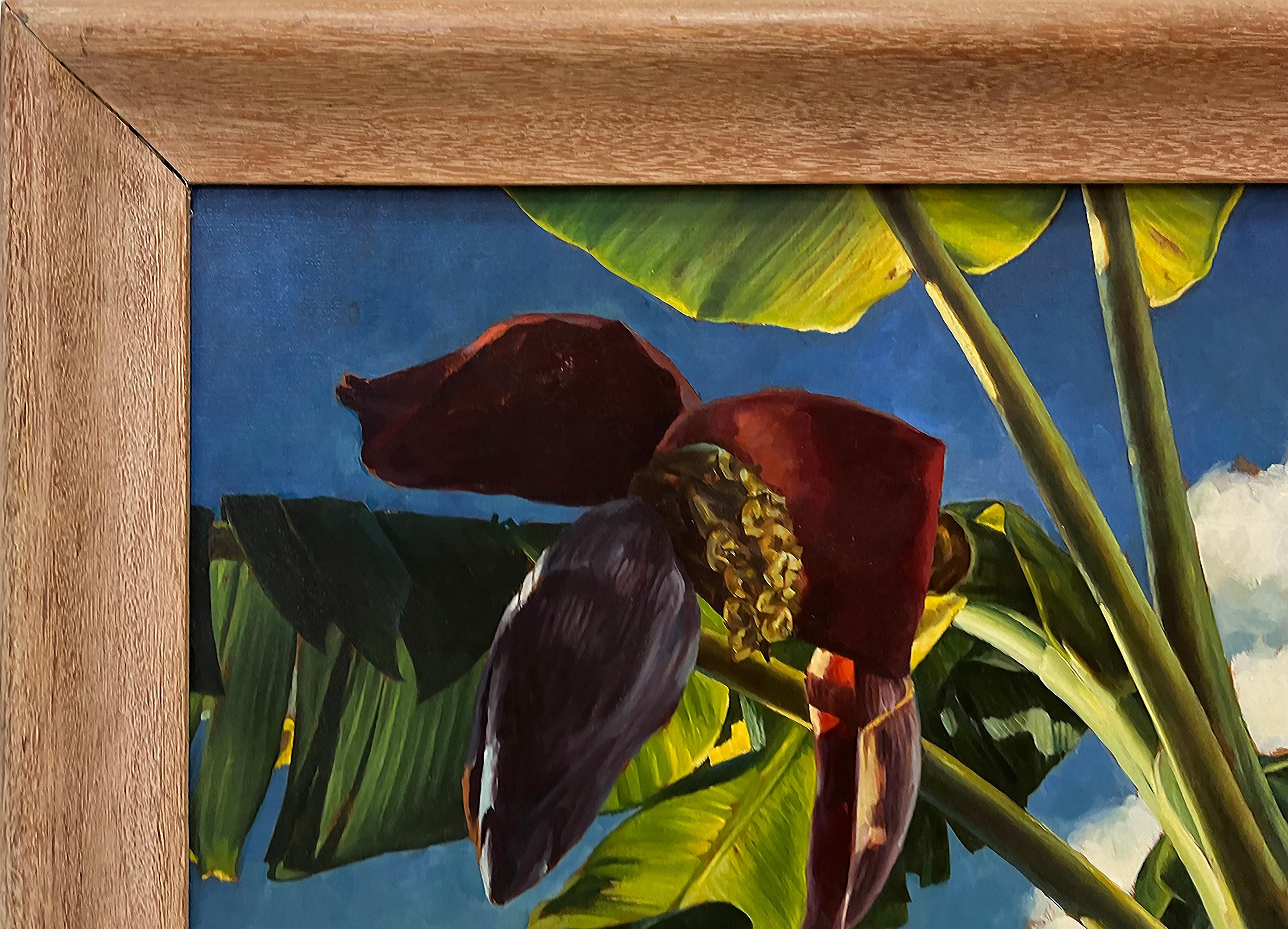 Américain 1940s Signed Realist WPA Banana Flower Oil Painting (peinture à l'huile réaliste de la WPA) en vente