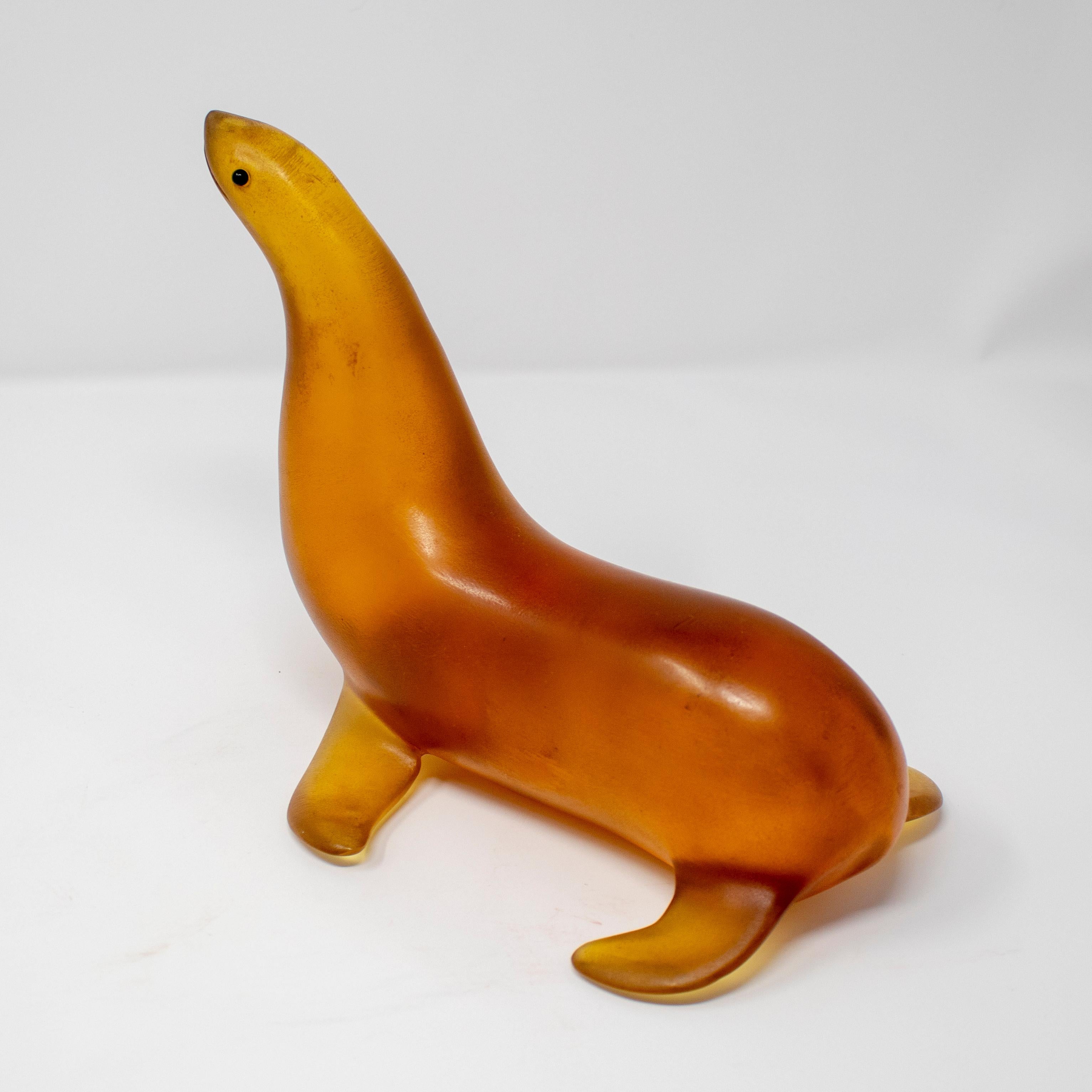 1940s Signed Walrus Resin Sculpture In Good Condition For Sale In Marbella, ES