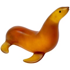 1940s Signed Walrus Resin Sculpture