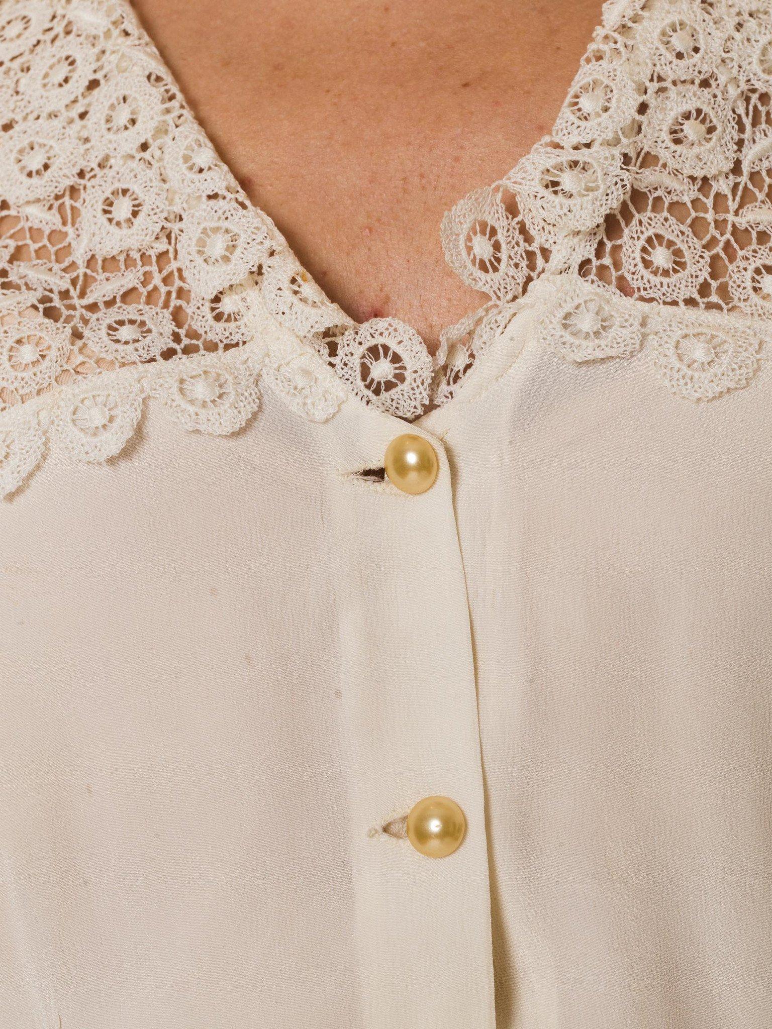 1940S  Off White Rayon & Lace As-Is Blouse For Sale 2