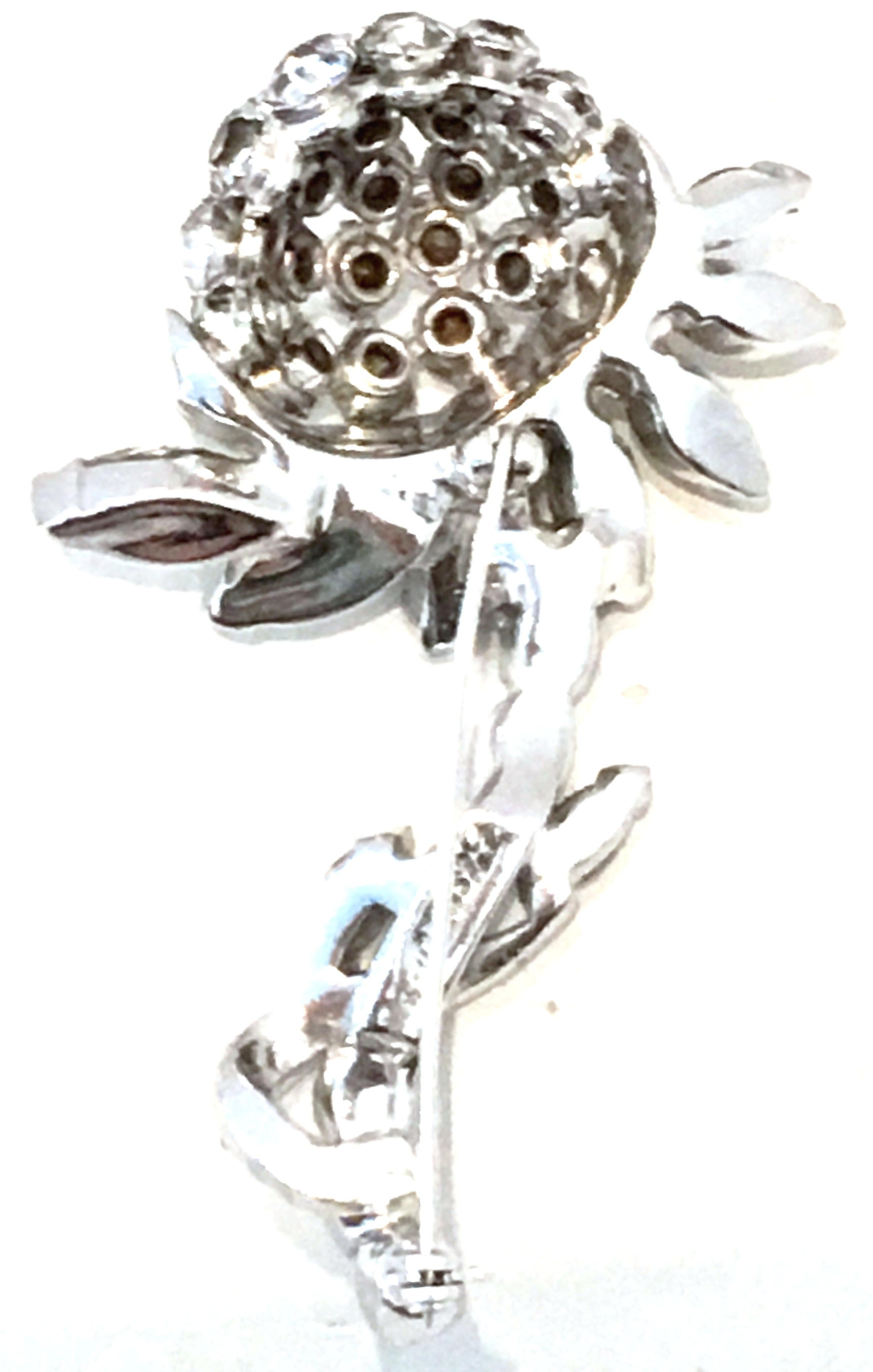1940'S Silver & Austrian Crystal Dimensional Flower Brooch By, Eisenberg For Sale 3