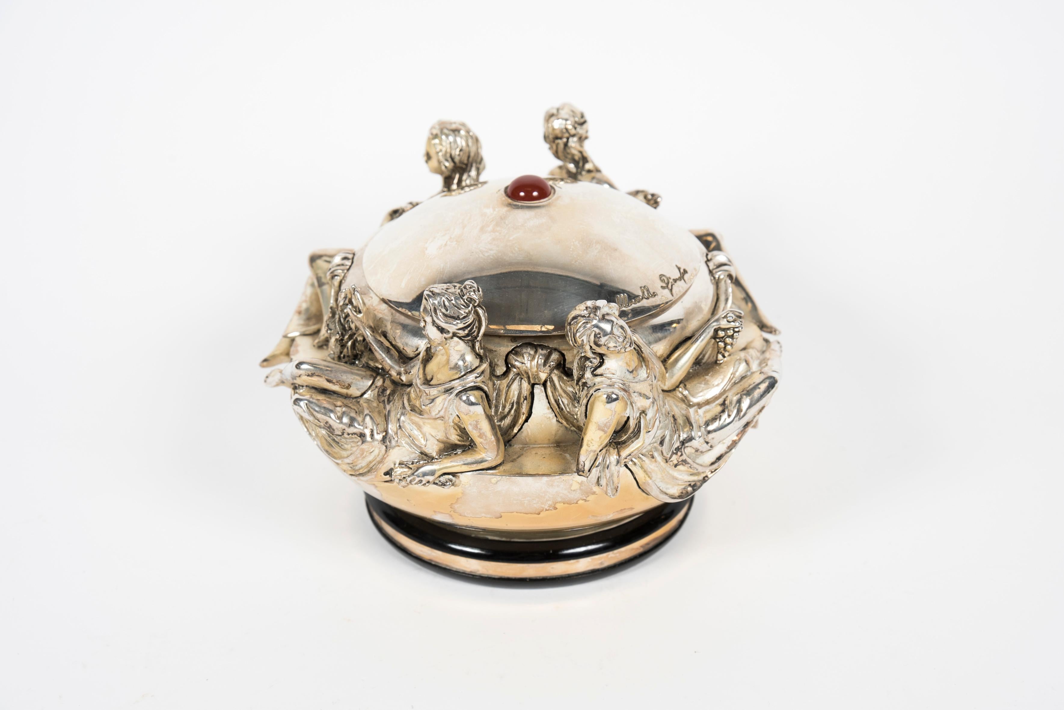 20th Century 1940s Silver Boxe in the Renaissance Style For Sale