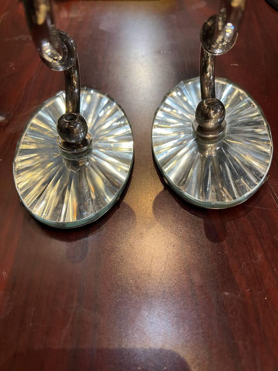 Mid-20th Century 1940's Silver Plated One Light Mirror Sconces For Sale