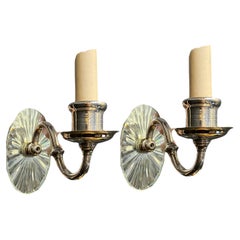 1940's Silver Plated One Light Mirror Sconces