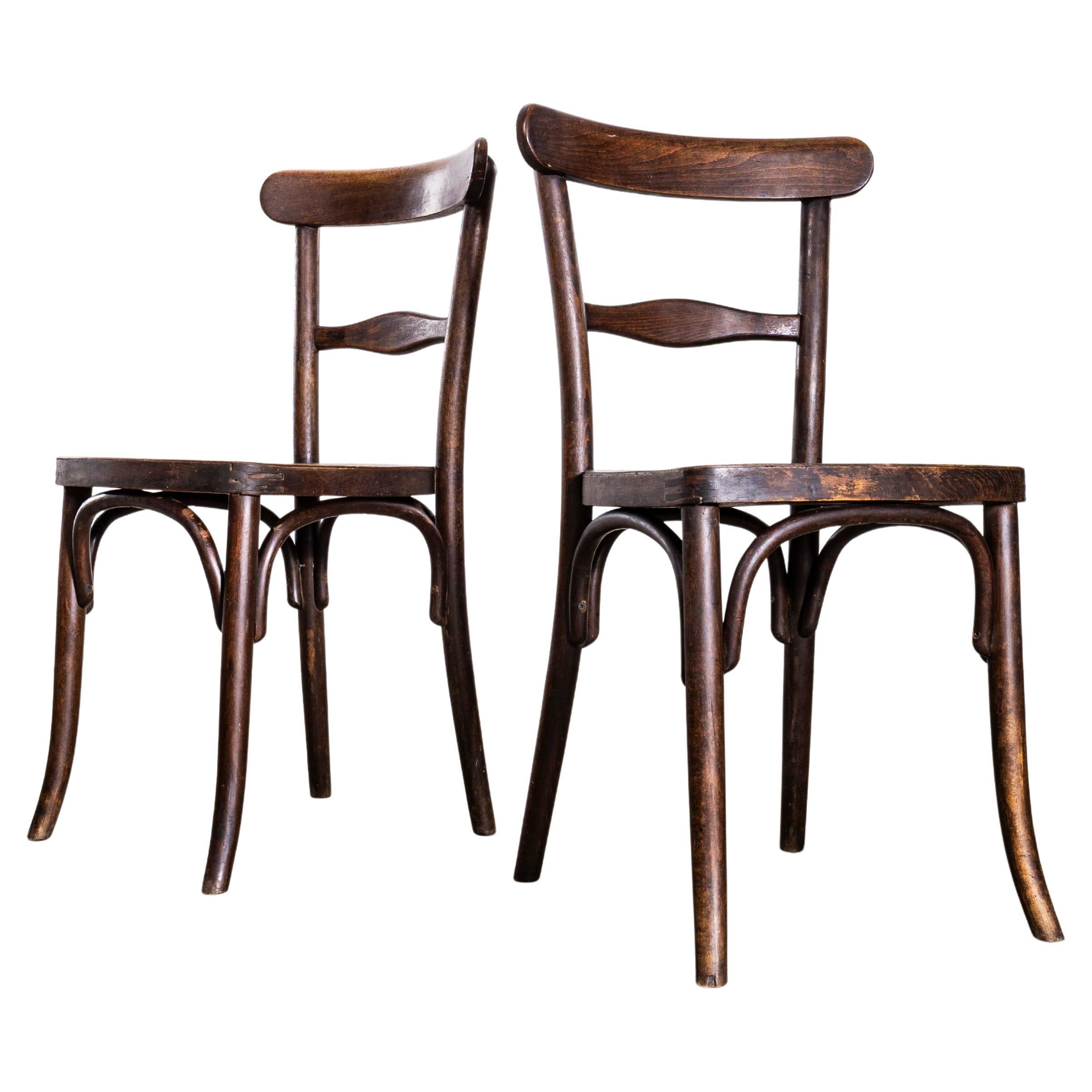 1940's Single Tapered Bar Back Thonet Dining Chairs - Pair