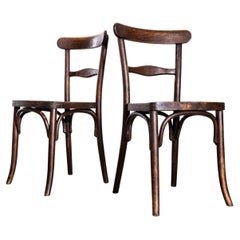 1940's Single Tapered Bar Back Thonet Dining Chairs - Pair