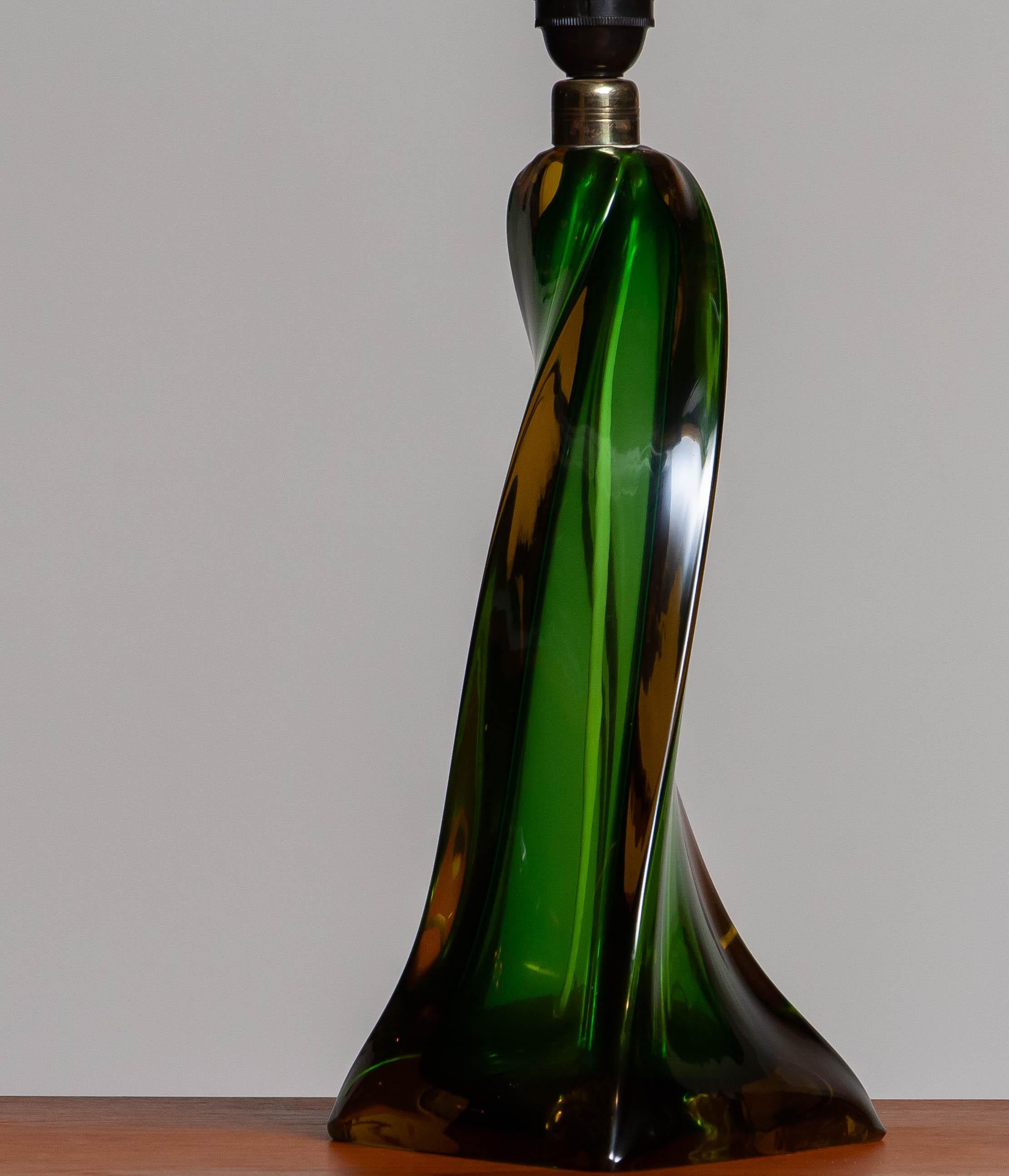 Metal 1940s Single Venetian Murano Organic Table Lamp in Amber and Green, Art Nouveau