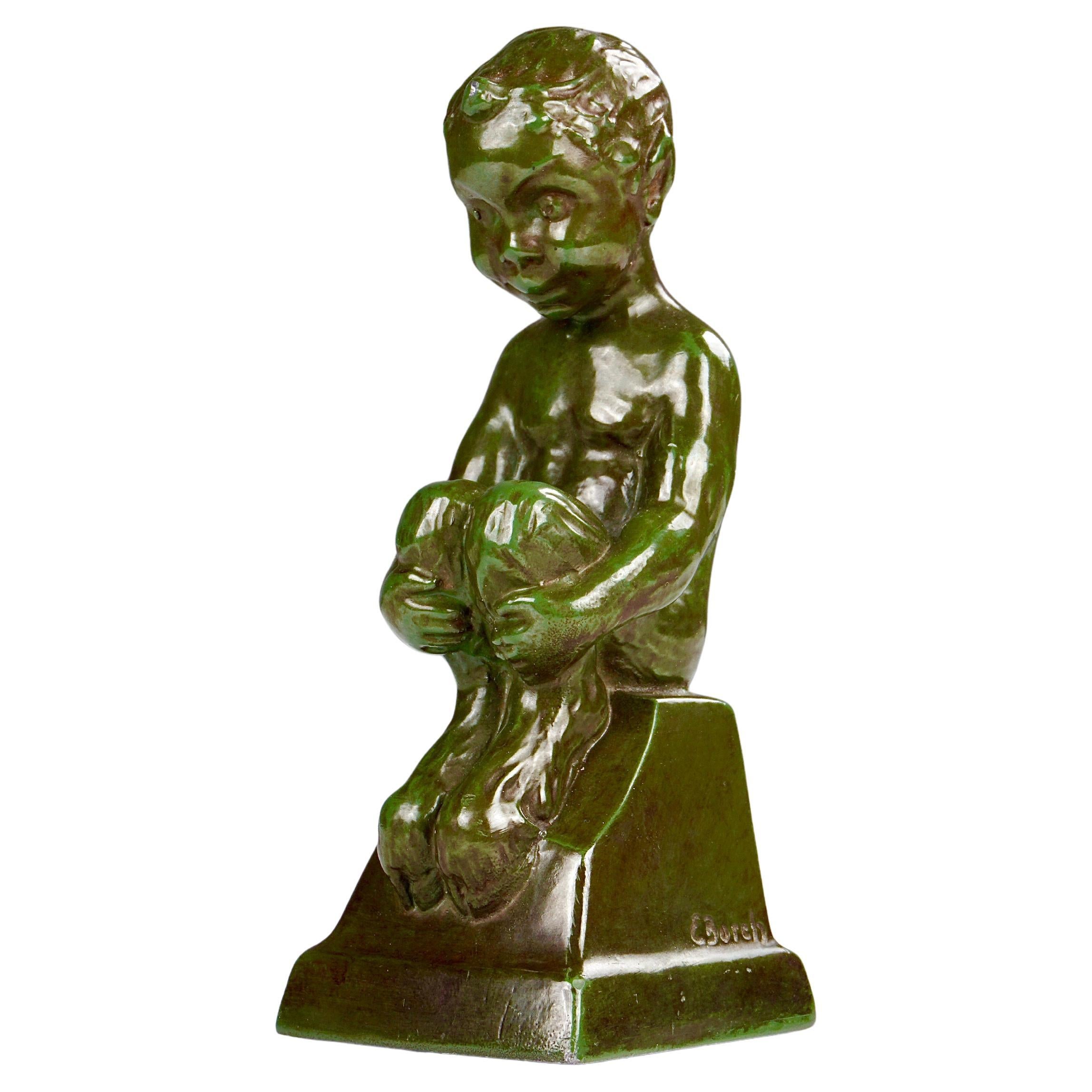 Fauno seduto del 1940 di Elena Borch realizzato in Disco Metal da Just Andersen A.