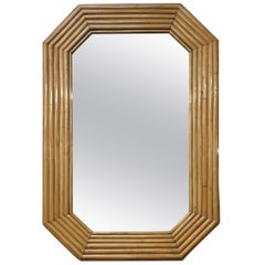 1940s Six-Strand Square Rattan Mirror