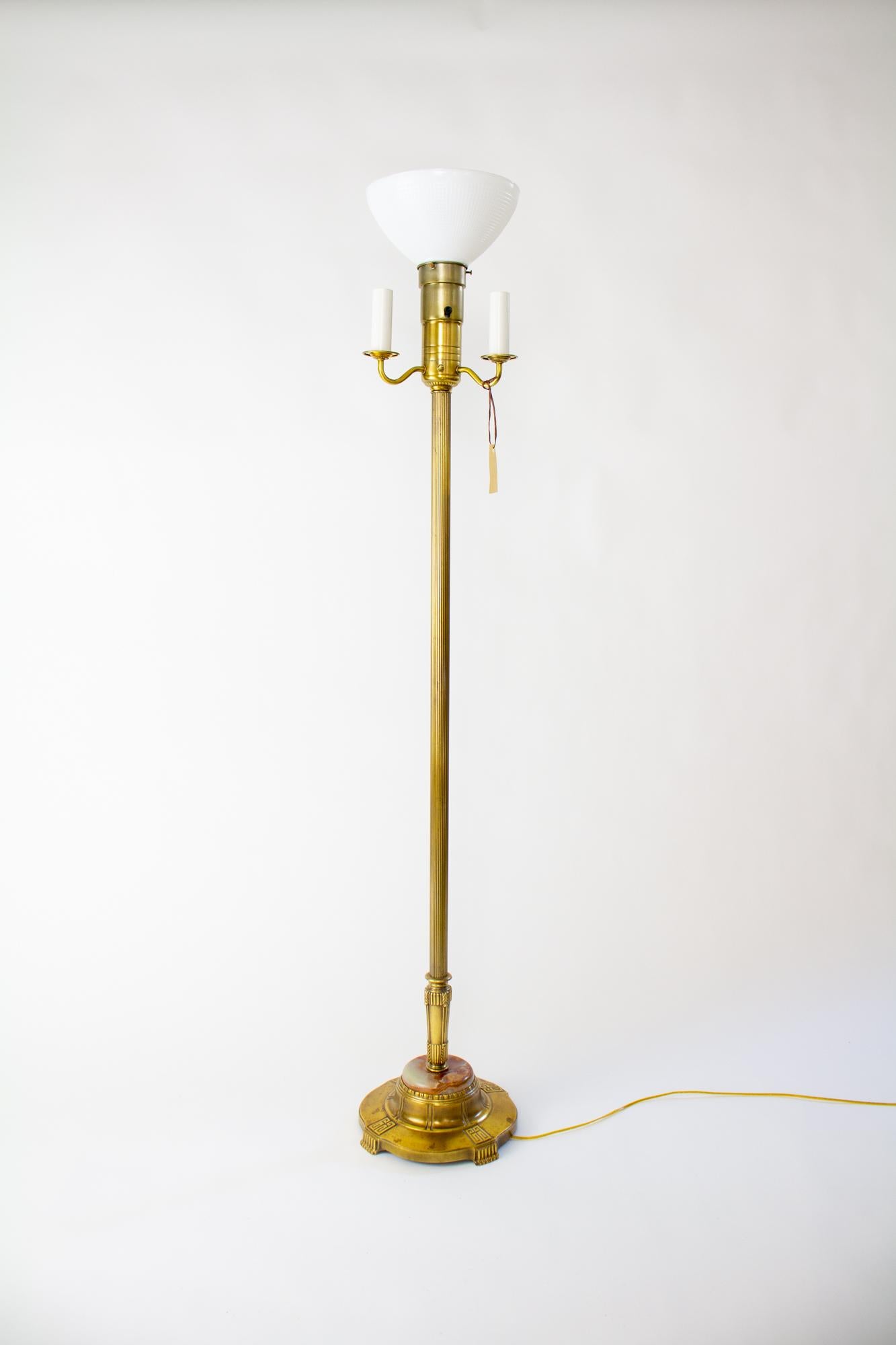 1940er Sechsfach-Stehlampe mit rotem Onyx (Metall) im Angebot